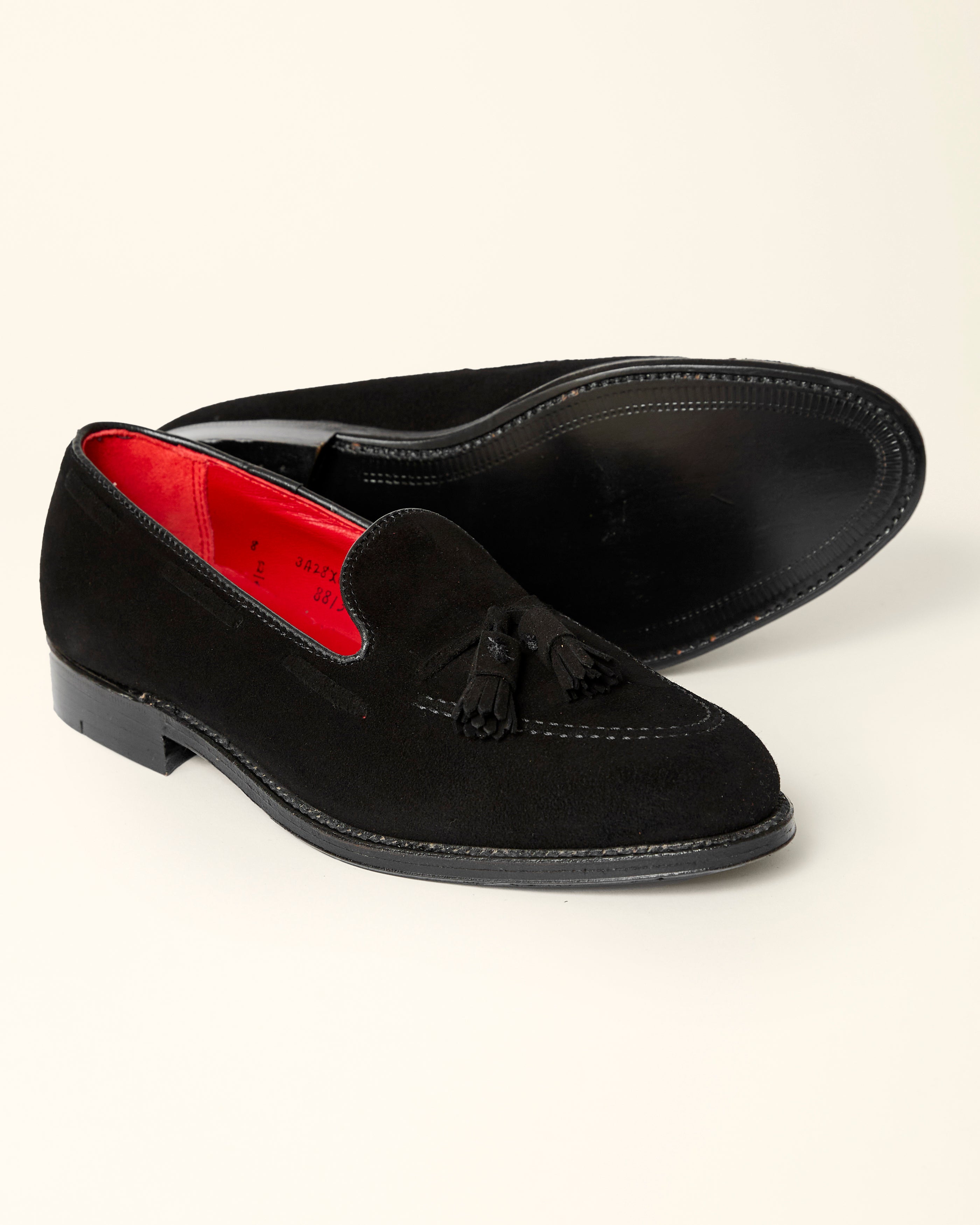 "Founder" Tassel Loafer in Black Suede, Aberdeen Last