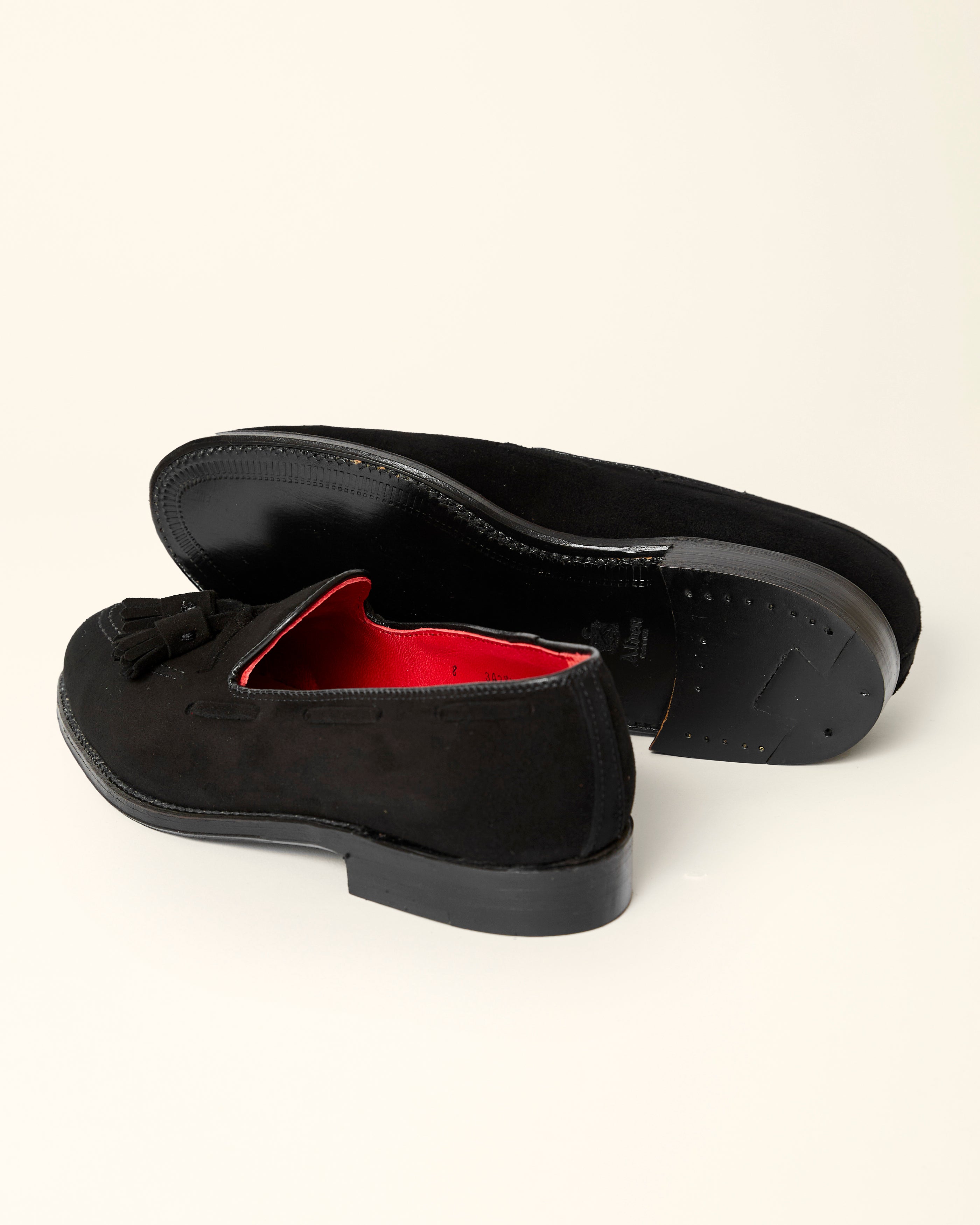 "Founder" Tassel Loafer in Black Suede, Aberdeen Last
