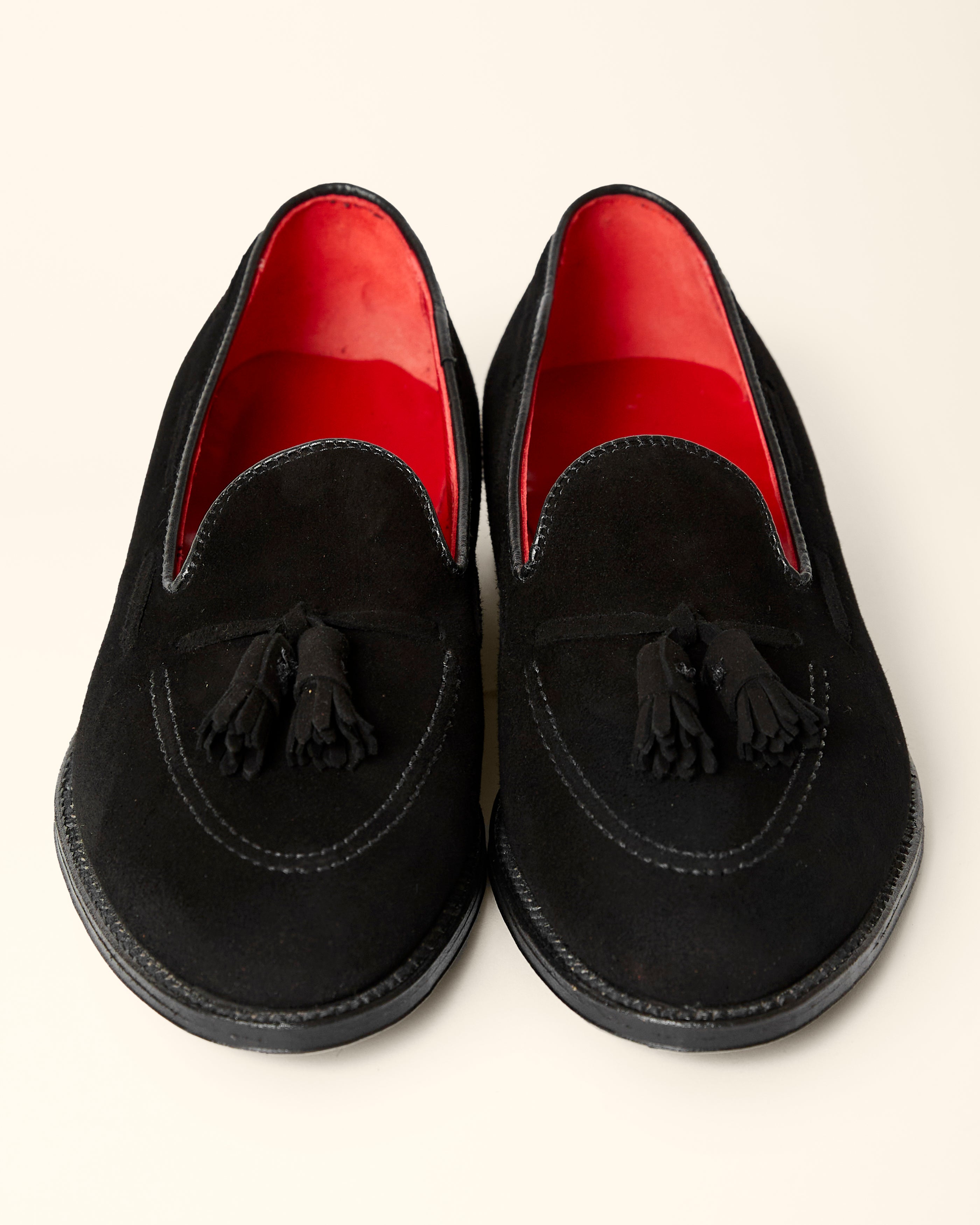 "Founder" Tassel Loafer in Black Suede, Aberdeen Last