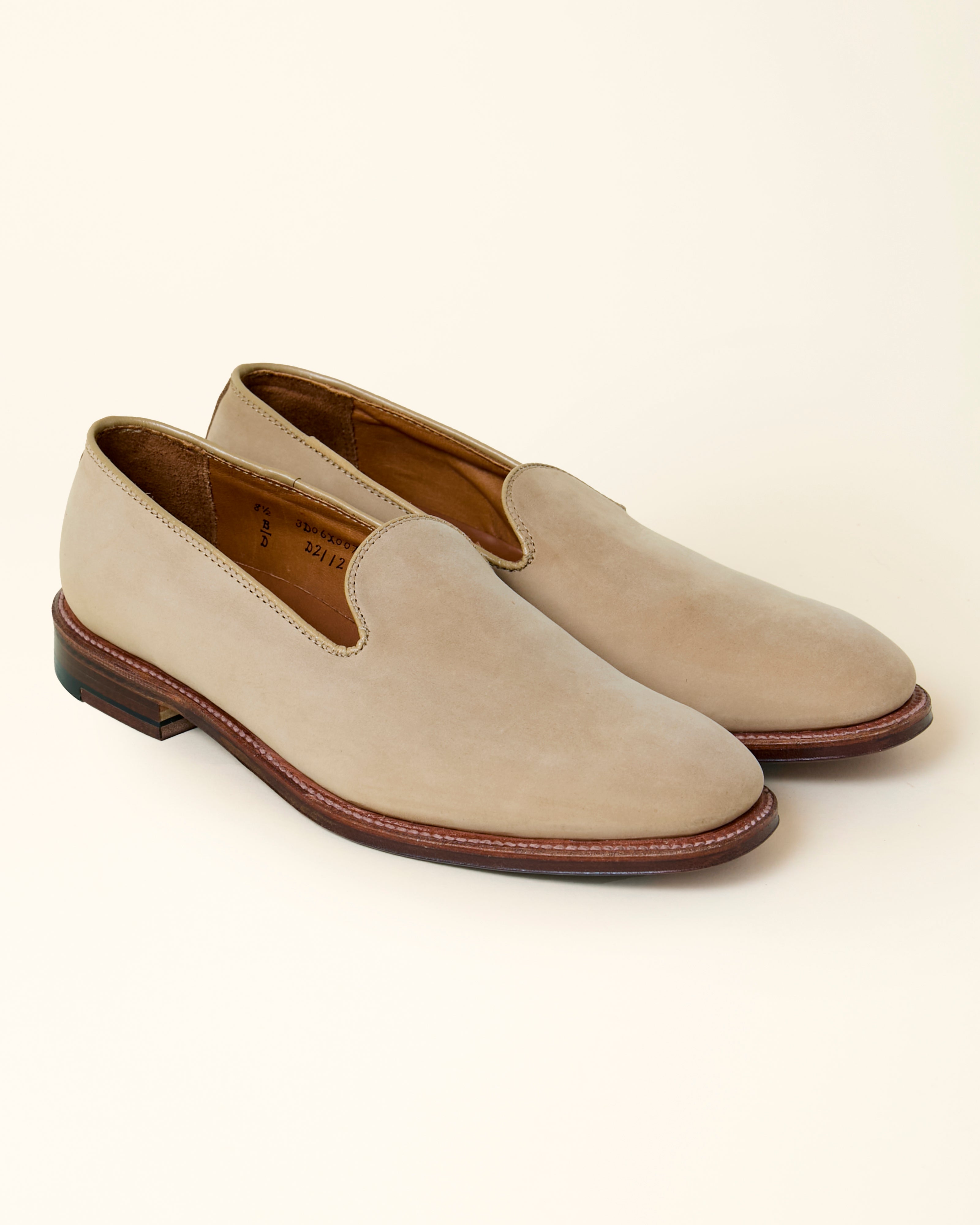 Plain Toe Slip On Loafer in Tan Nubuck, Plaza Last