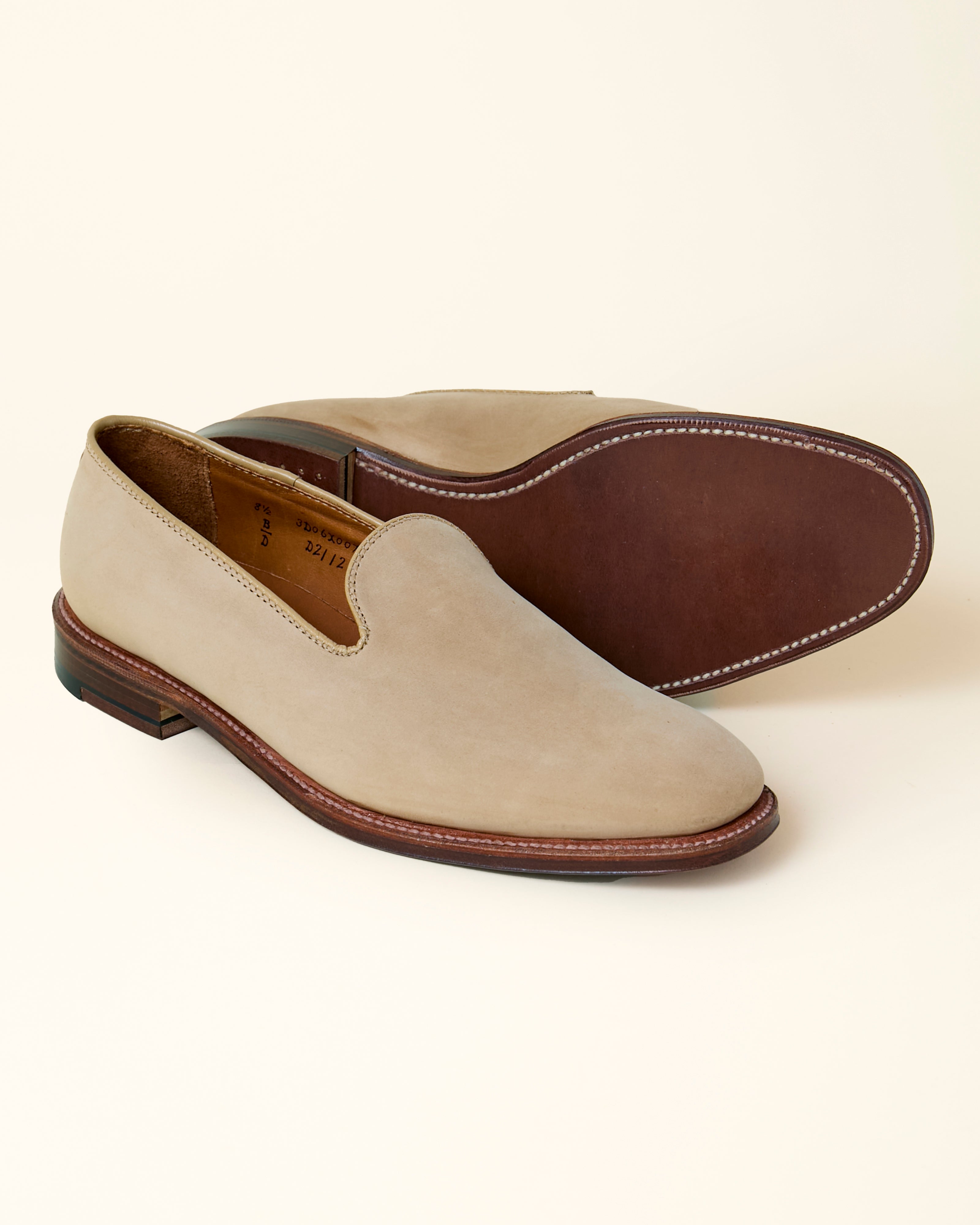 Plain Toe Slip On Loafer in Tan Nubuck, Plaza Last