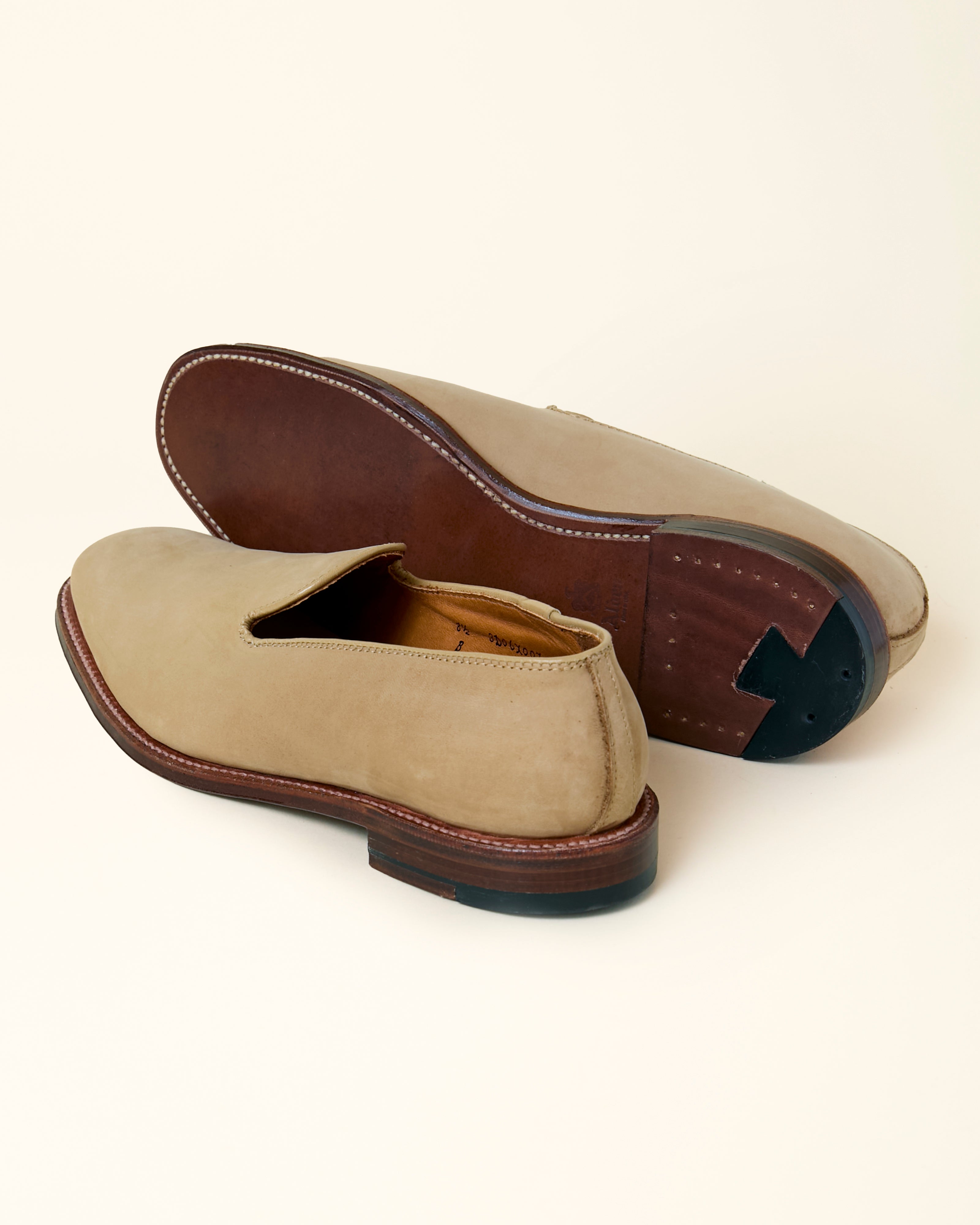 Plain Toe Slip On Loafer in Tan Nubuck, Plaza Last