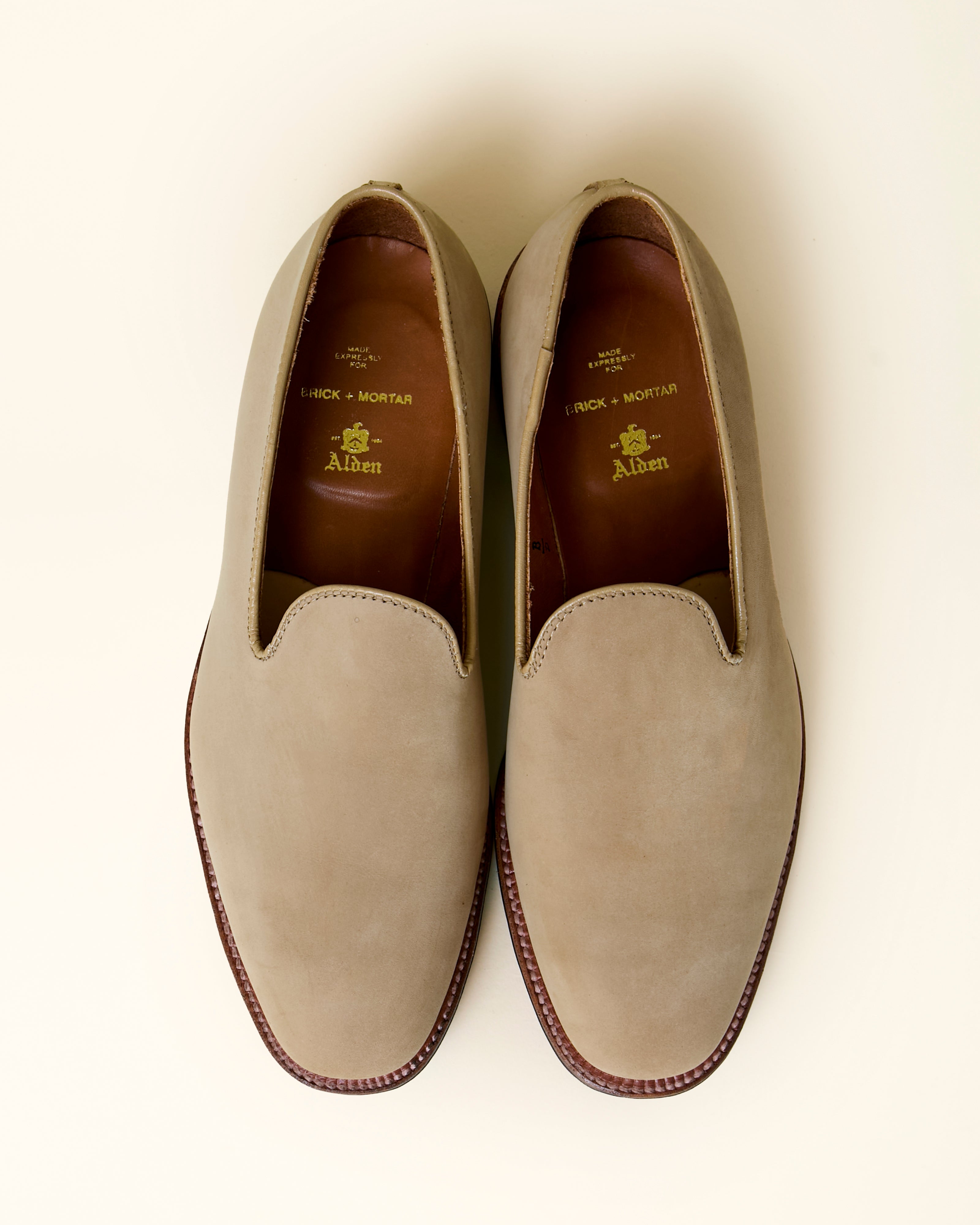 Plain Toe Slip On Loafer in Tan Nubuck, Plaza Last