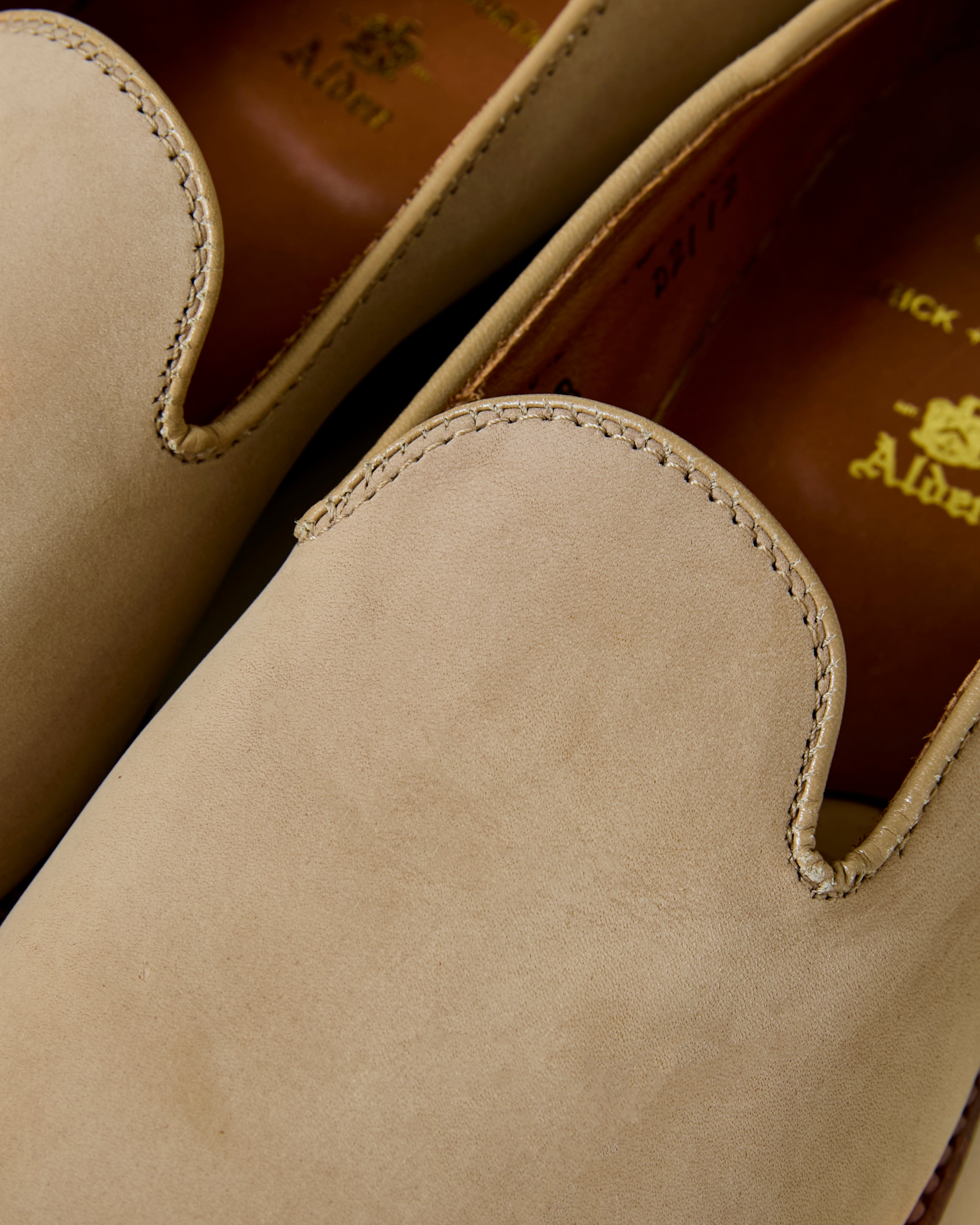 Plain Toe Slip On Loafer in Tan Nubuck, Plaza Last