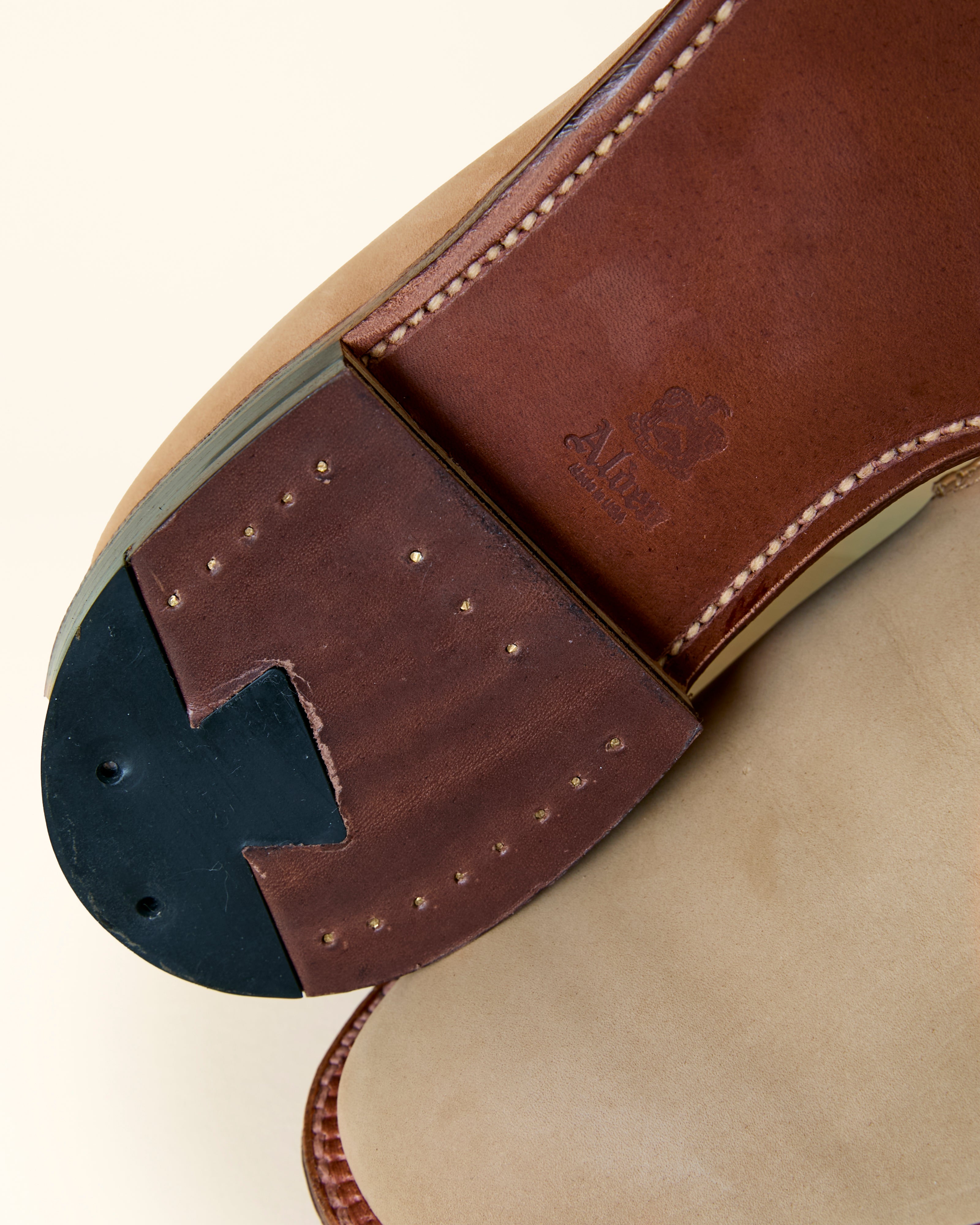 Plain Toe Slip On Loafer in Tan Nubuck, Plaza Last