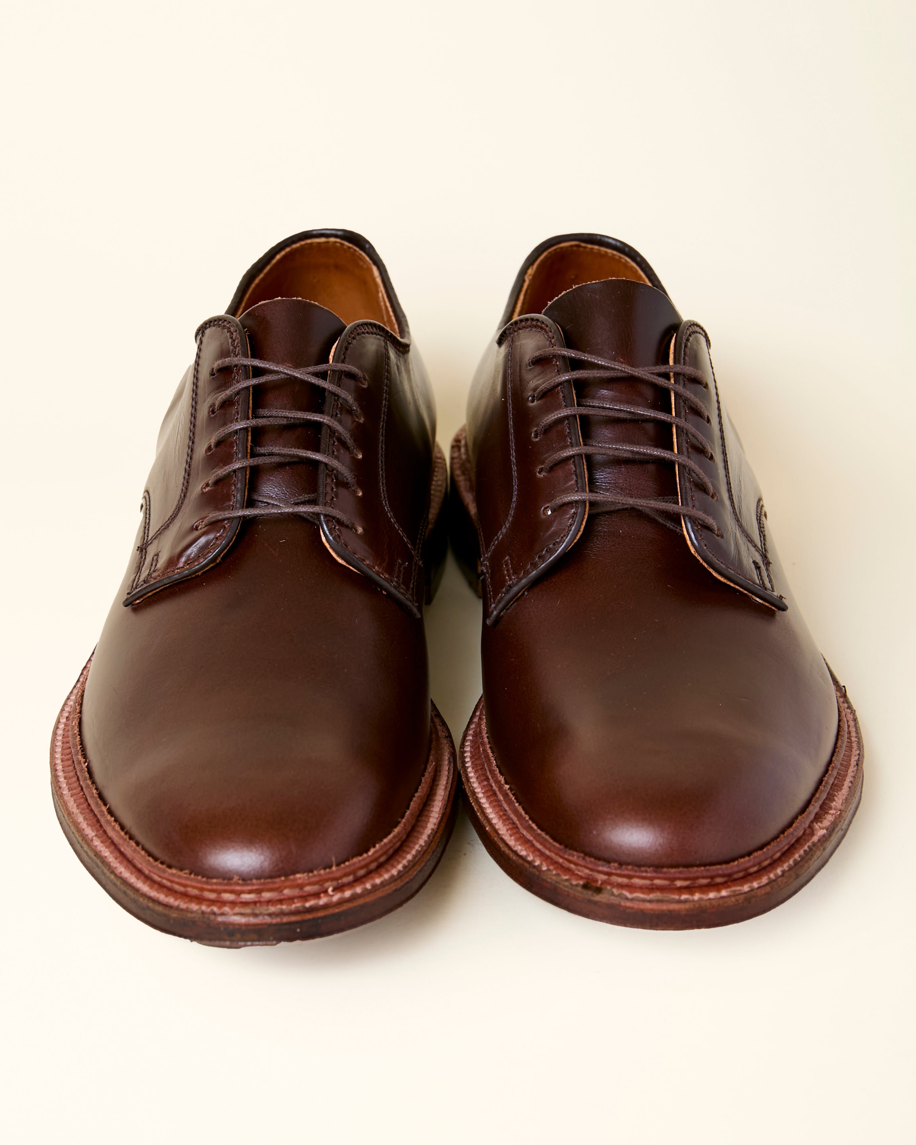 29364F Unlined Plain Toe Derby in Brown Chromexcel, Barrie Last