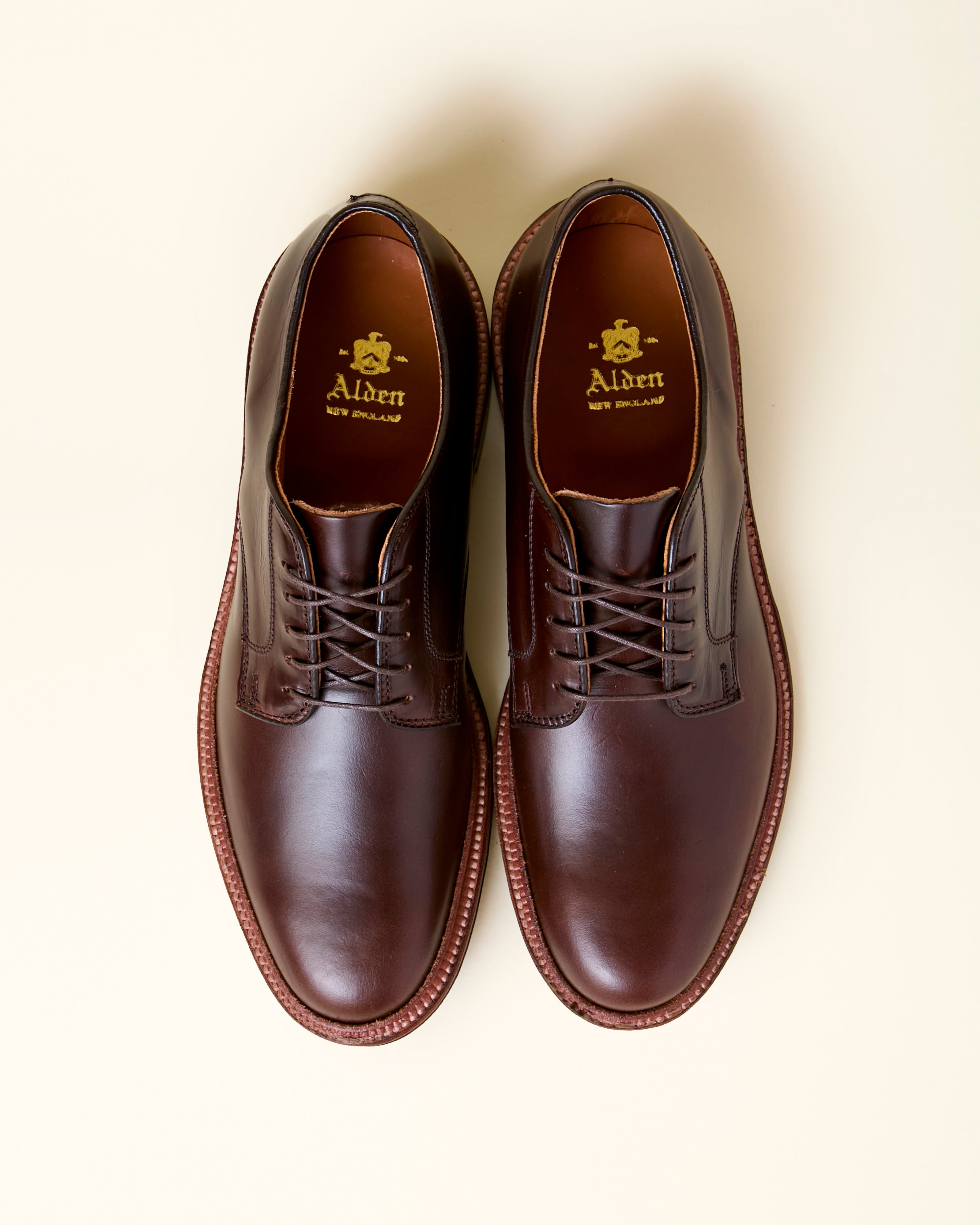 29364F Unlined Plain Toe Derby in Brown Chromexcel, Barrie Last
