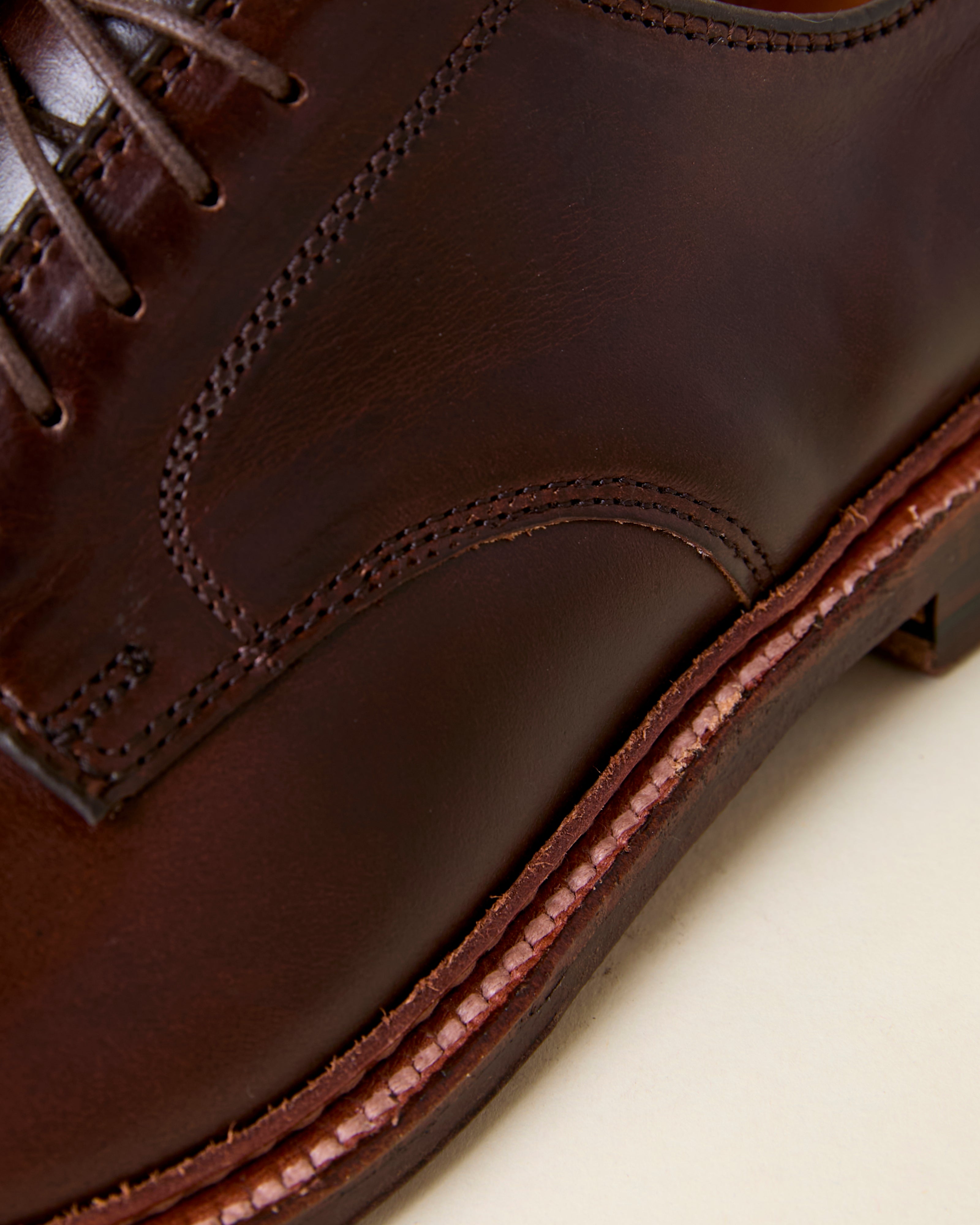 29364F Unlined Plain Toe Derby in Brown Chromexcel, Barrie Last