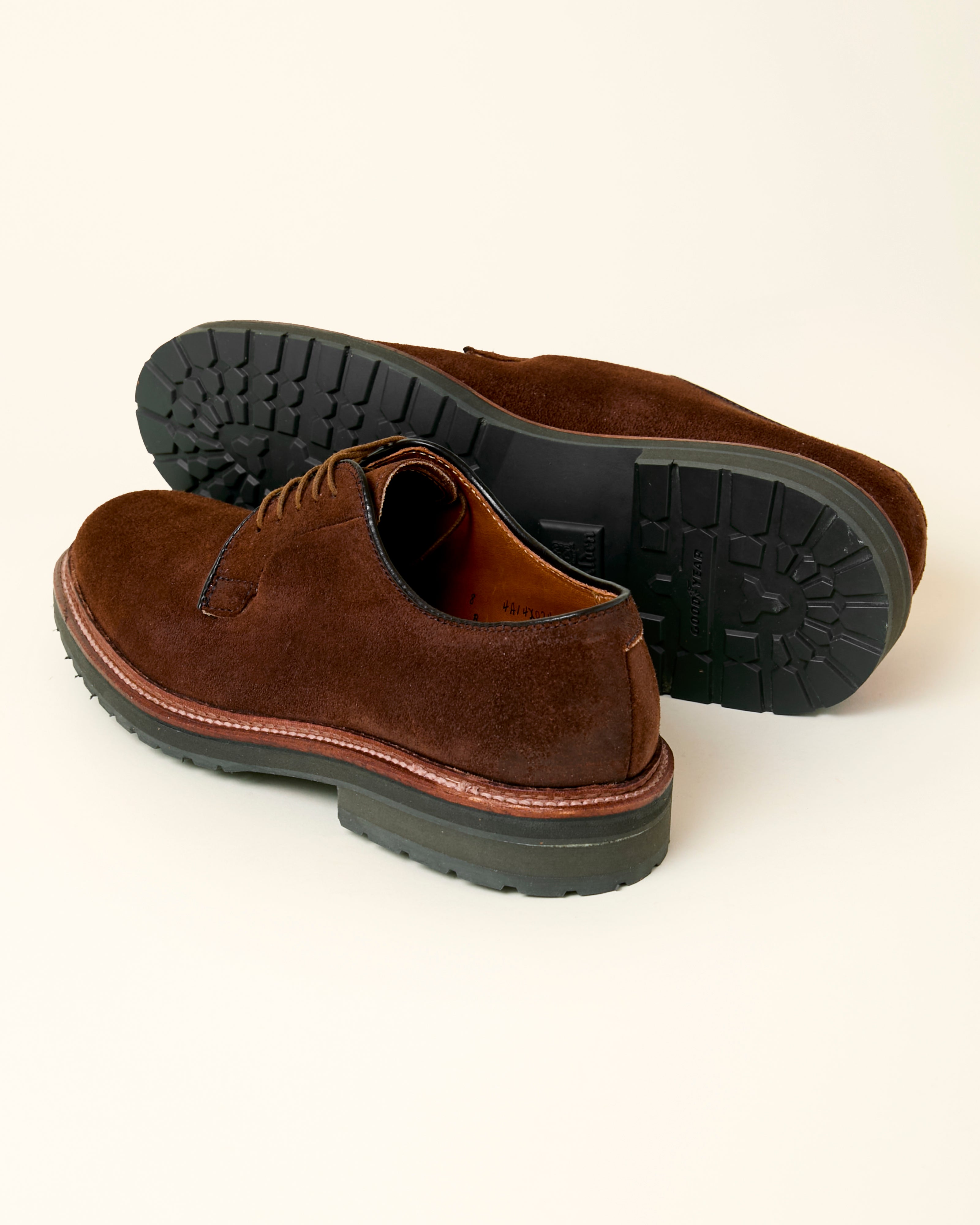 "Weekend" Plain Toe Blucher in Tobacco Reverse Chamois, Barrie Last