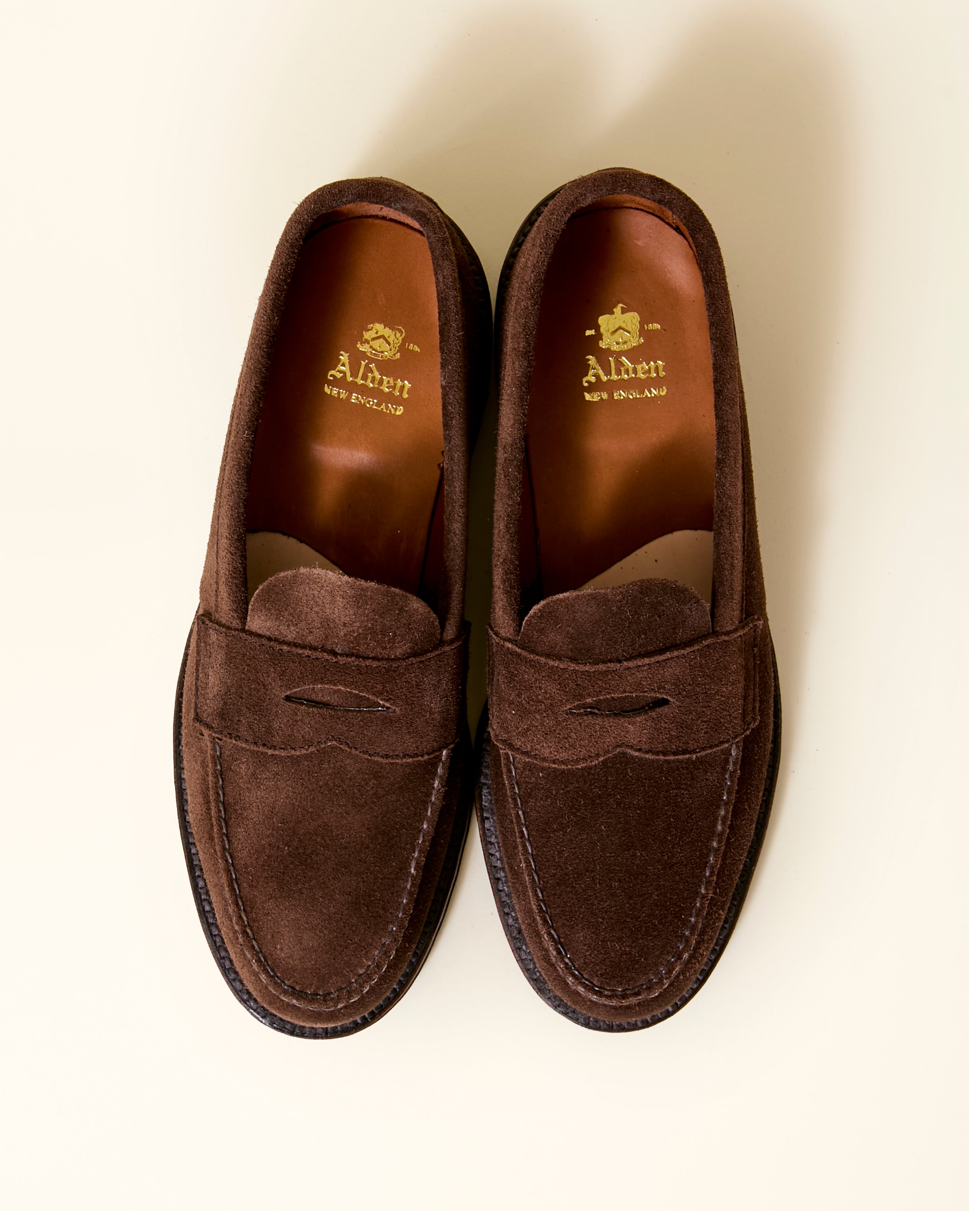 6245F Unlined Leisure Handsewn Penny Loafer in Dark Brown Suede, Van Last