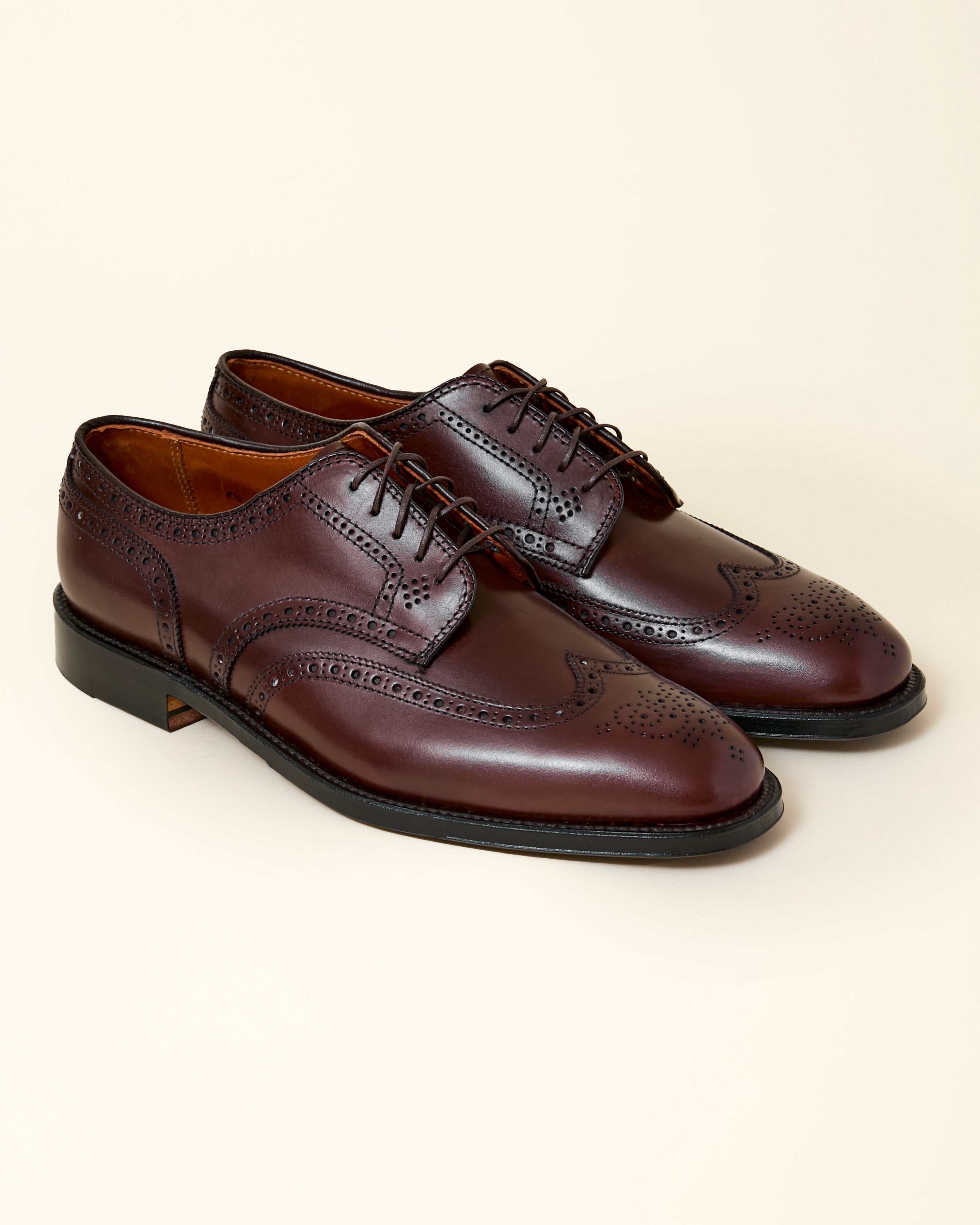 "Carlos" Wing Tip Derby in Dark Brown Calfskin, Plaza Last