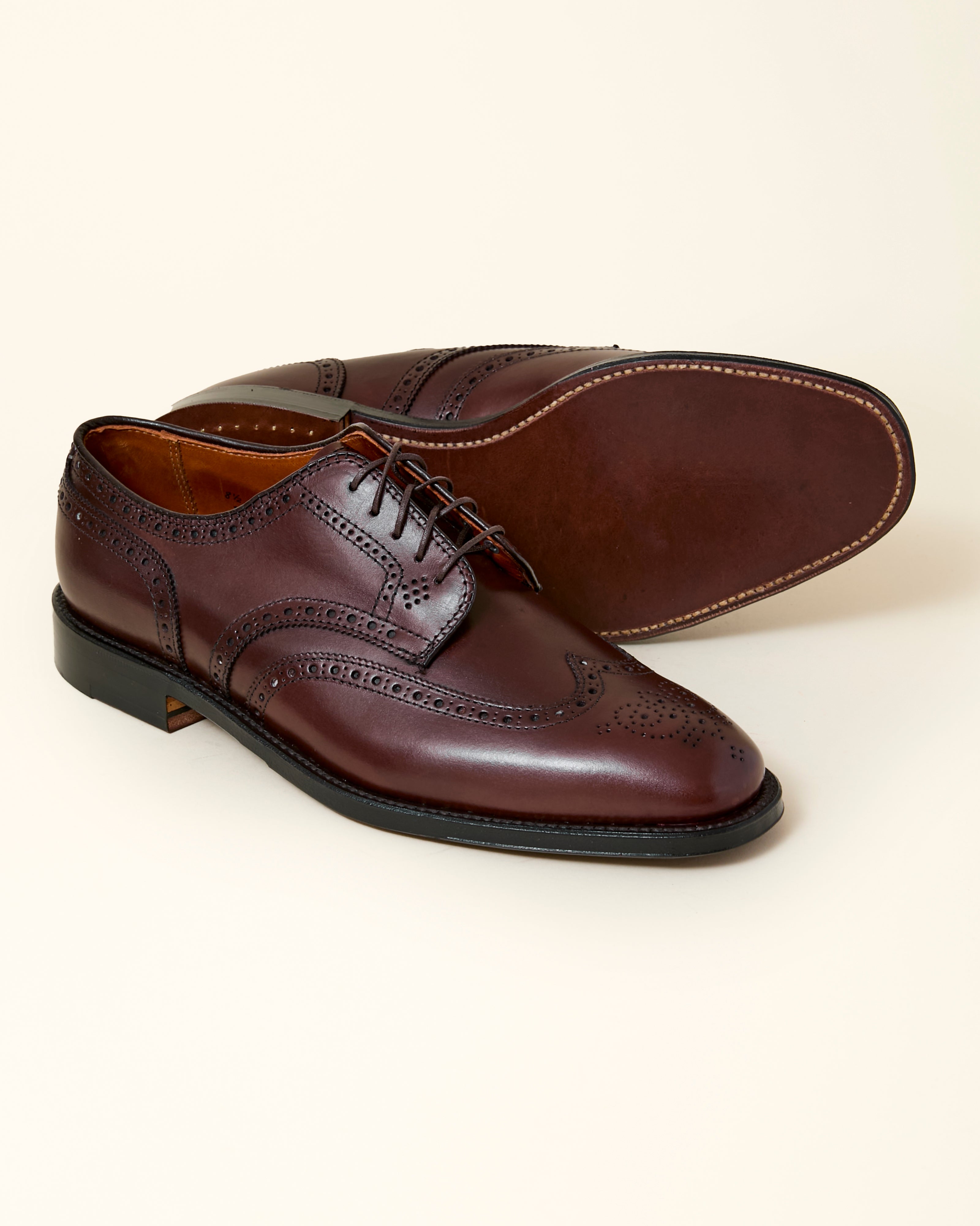 "Carlos" Wing Tip Derby in Dark Brown Calfskin, Plaza Last