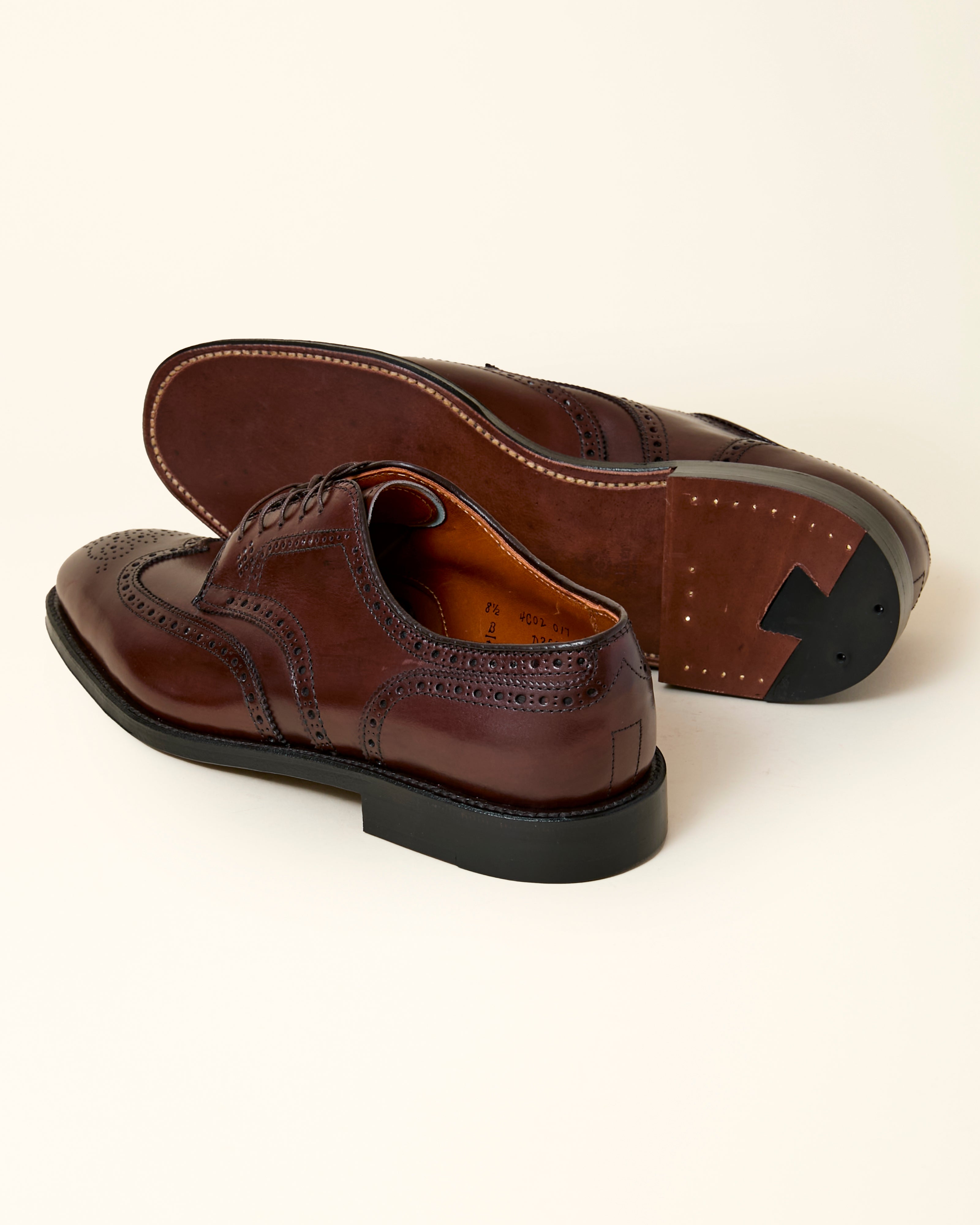 "Carlos" Wing Tip Derby in Dark Brown Calfskin, Plaza Last