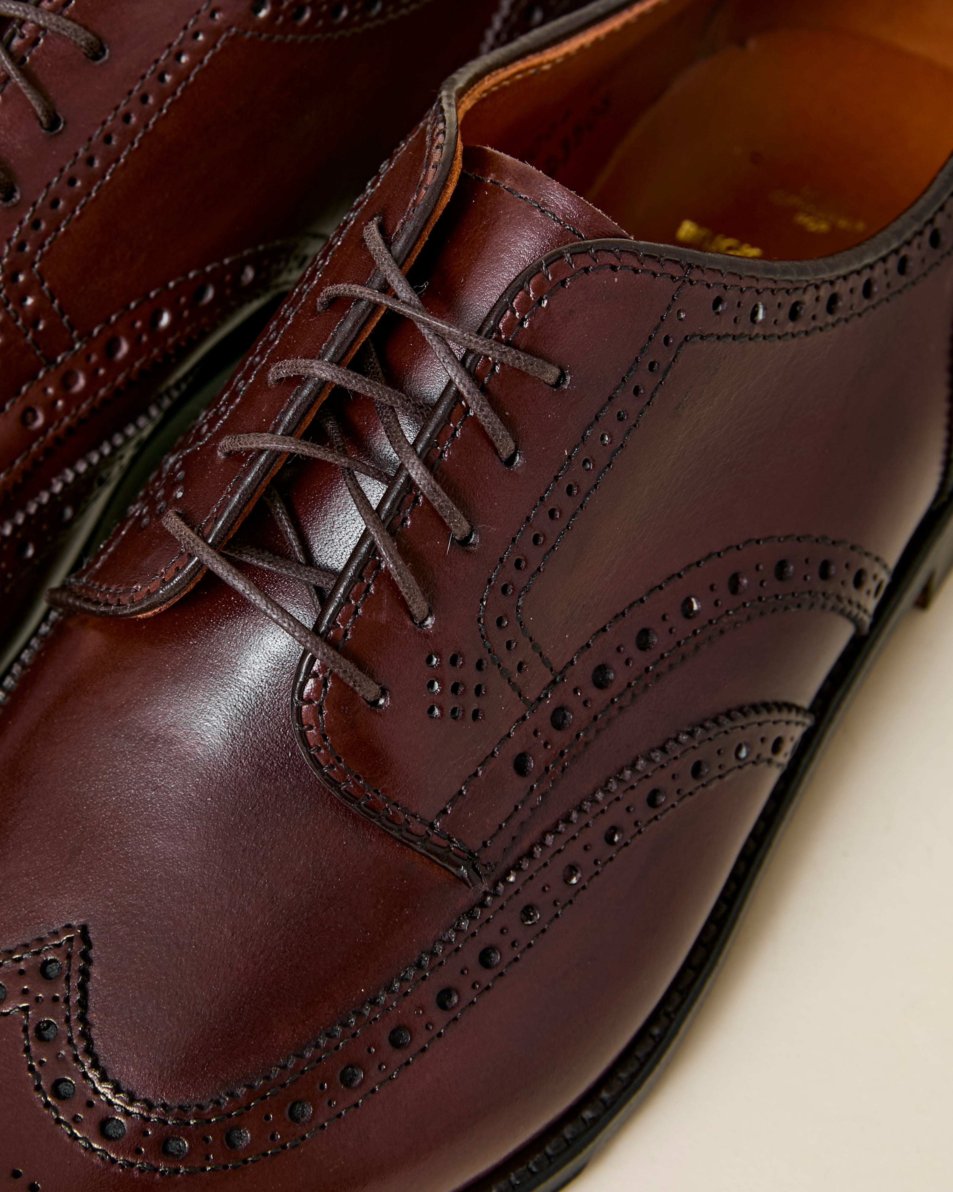 "Carlos" Wing Tip Derby in Dark Brown Calfskin, Plaza Last
