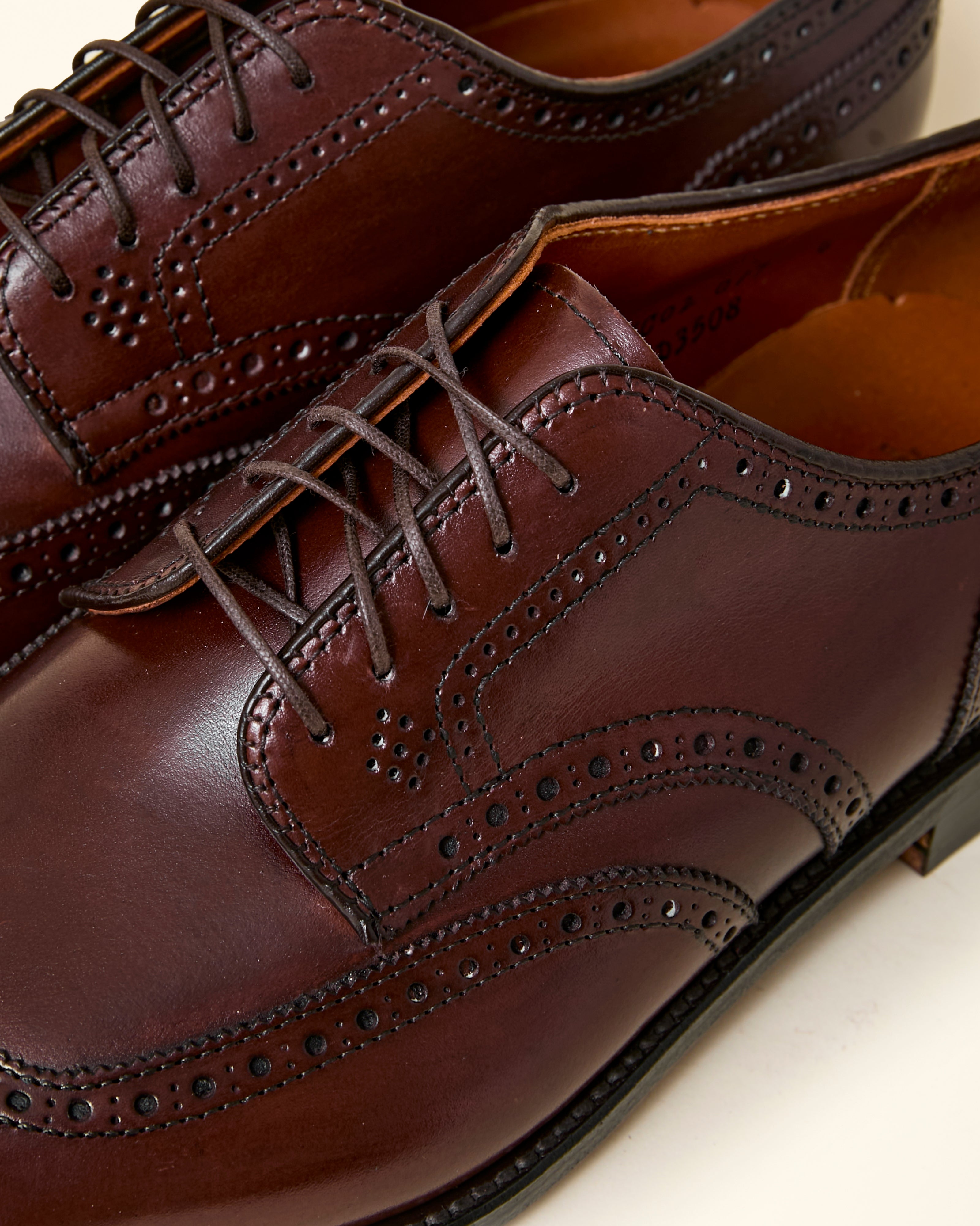 "Carlos" Wing Tip Derby in Dark Brown Calfskin, Plaza Last