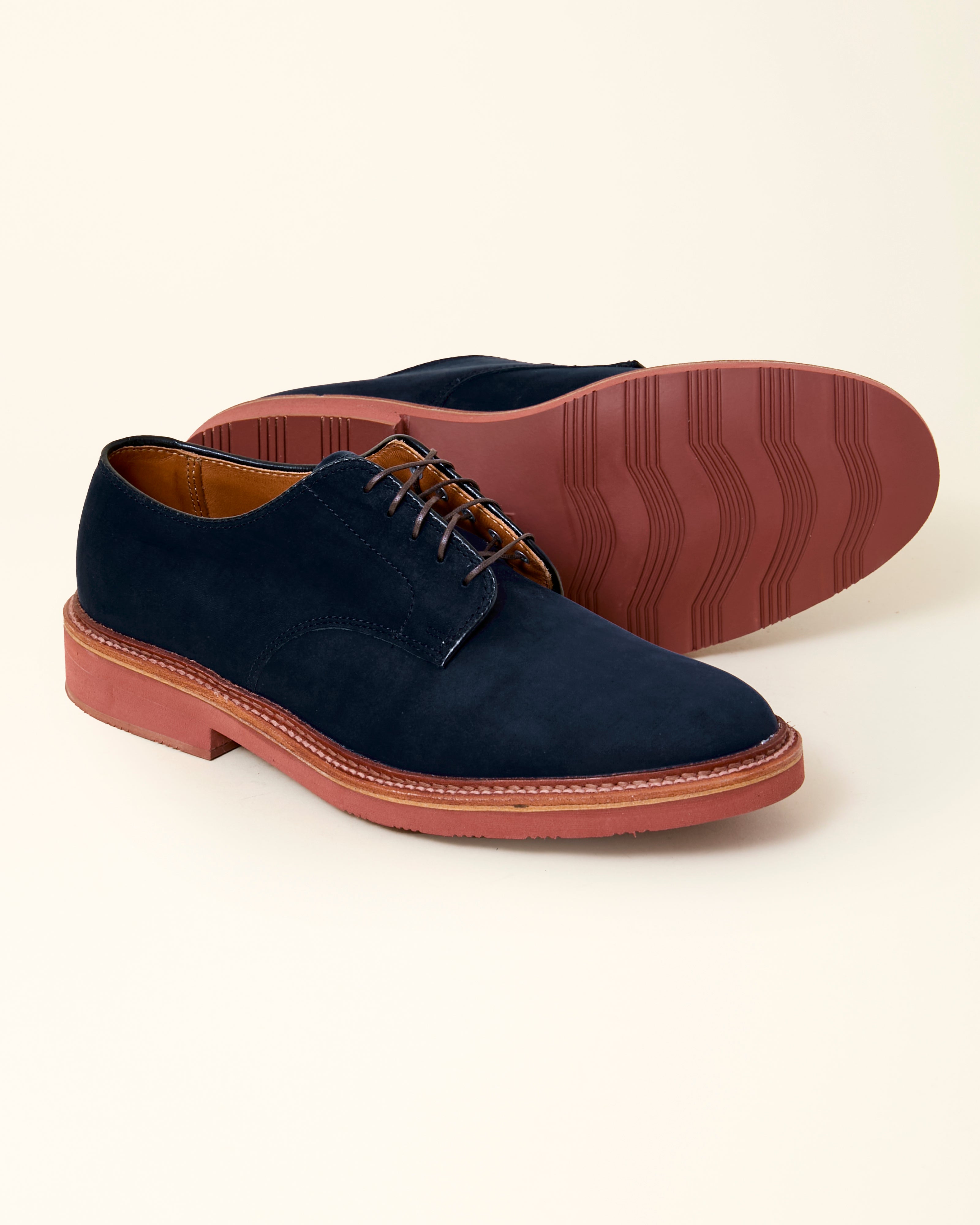 "Collins" Plain Toe Derby in Navy Nubuck, Barrie Last