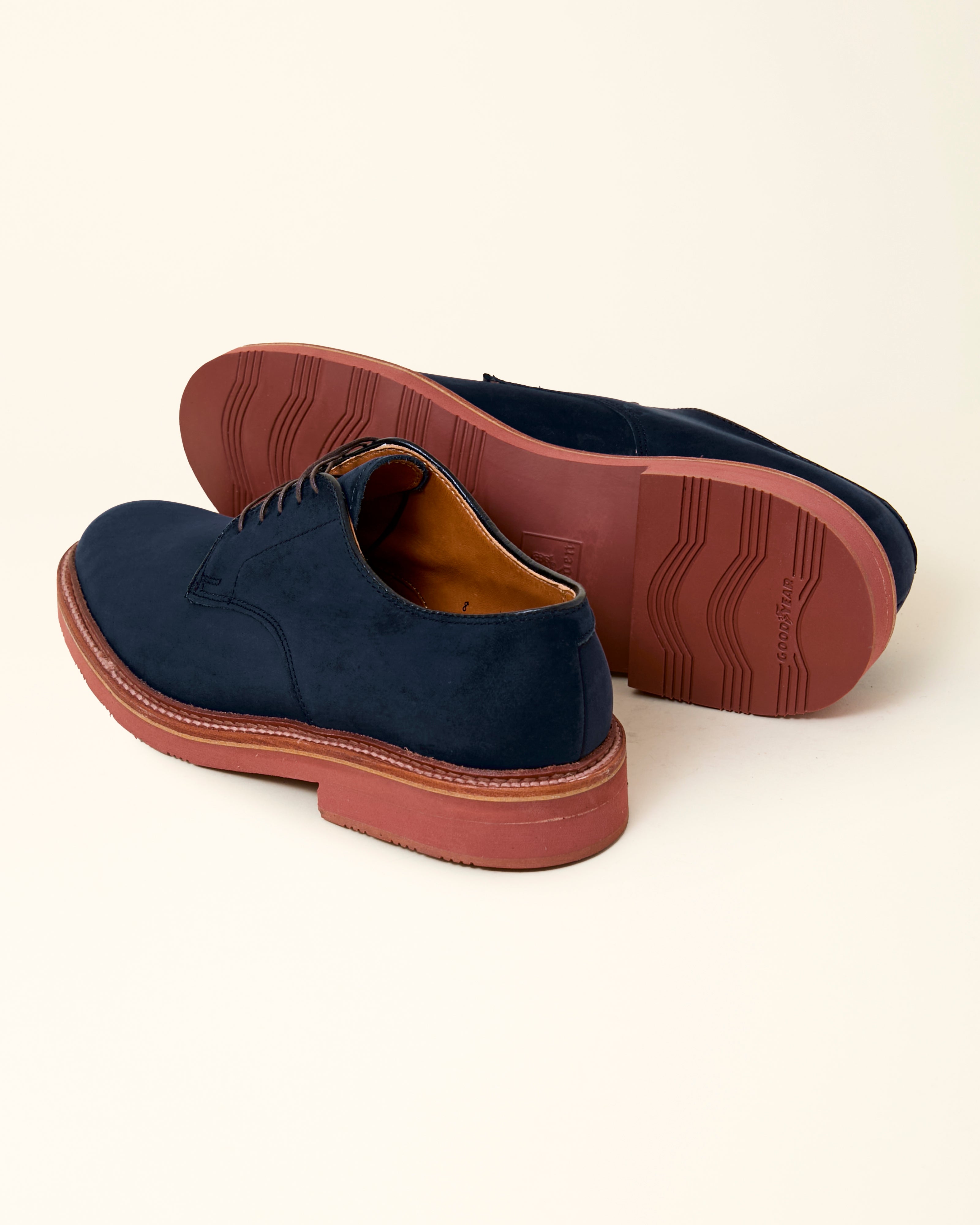 "Collins" Plain Toe Derby in Navy Nubuck, Barrie Last