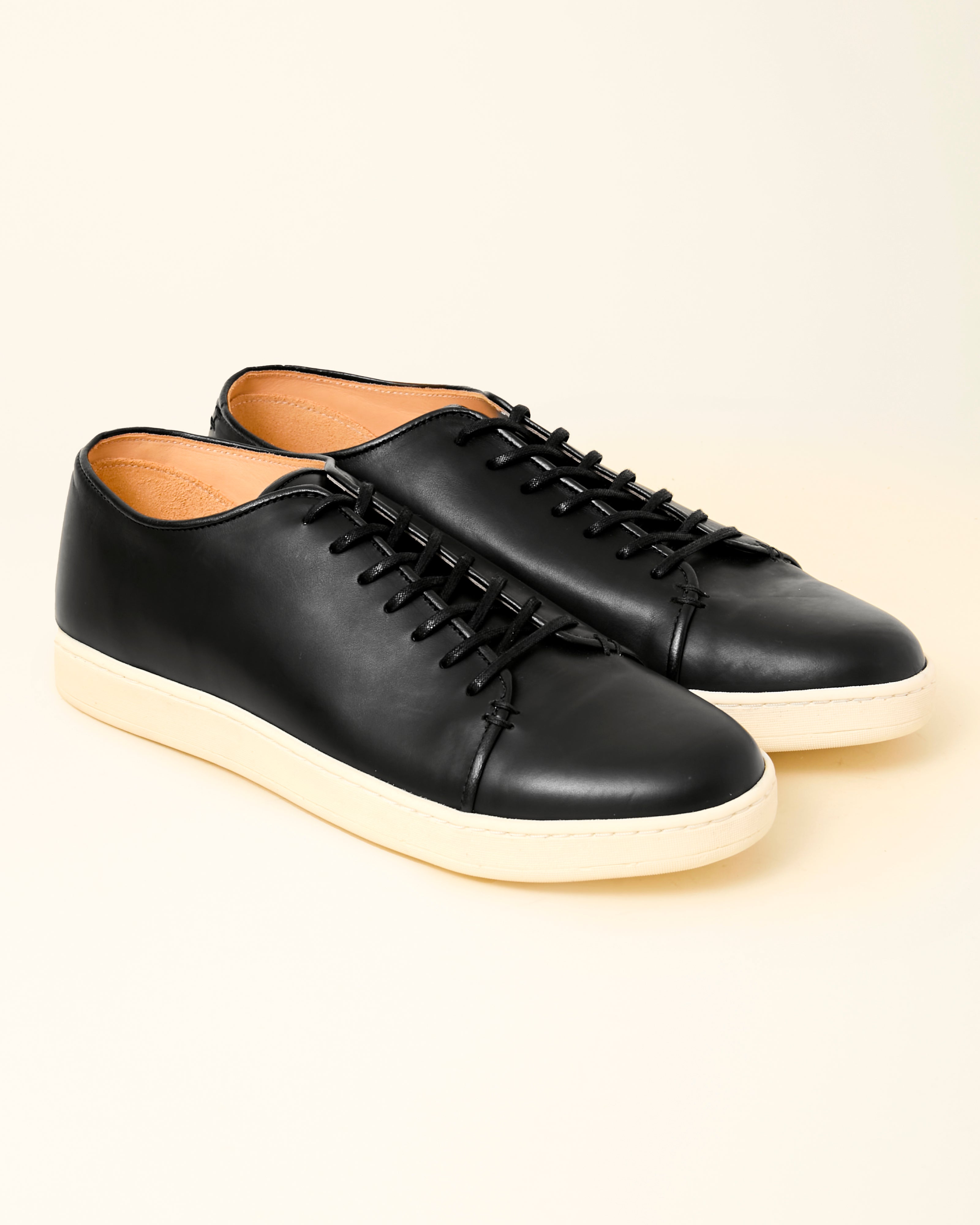 Harlestone Derby Sneaker - Black Veg Tan Calf - Off White Sole