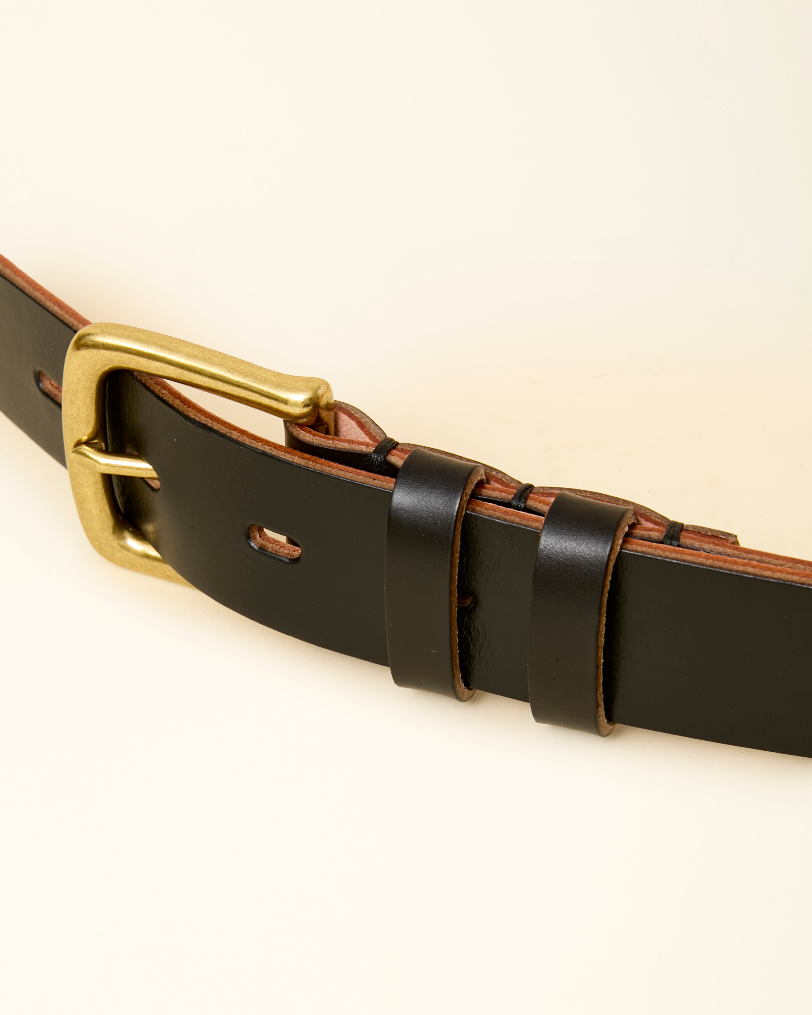 Black Chromexcel Leather Belt - Brass - 35mm