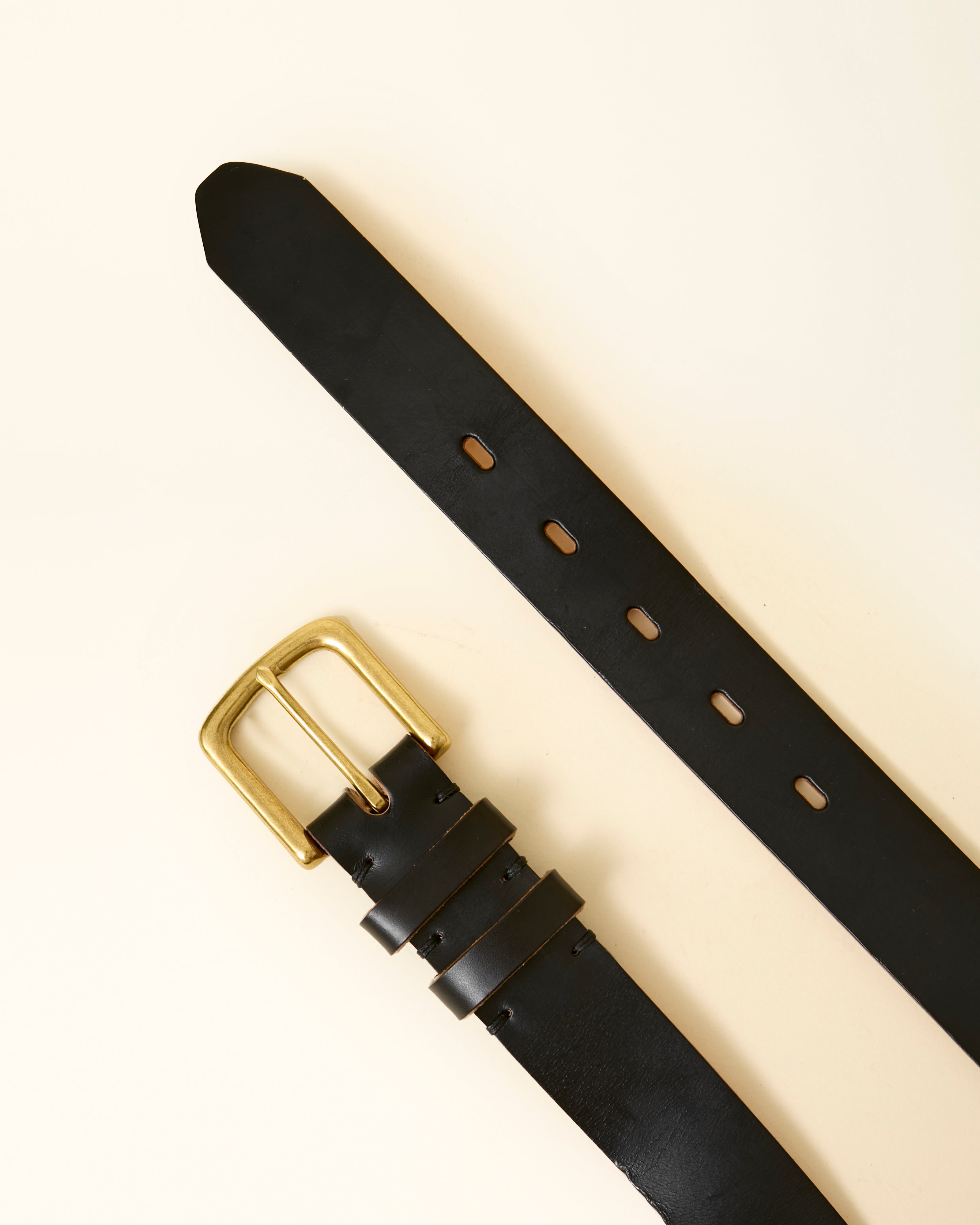 Black Chromexcel Leather Belt - Brass - 35mm