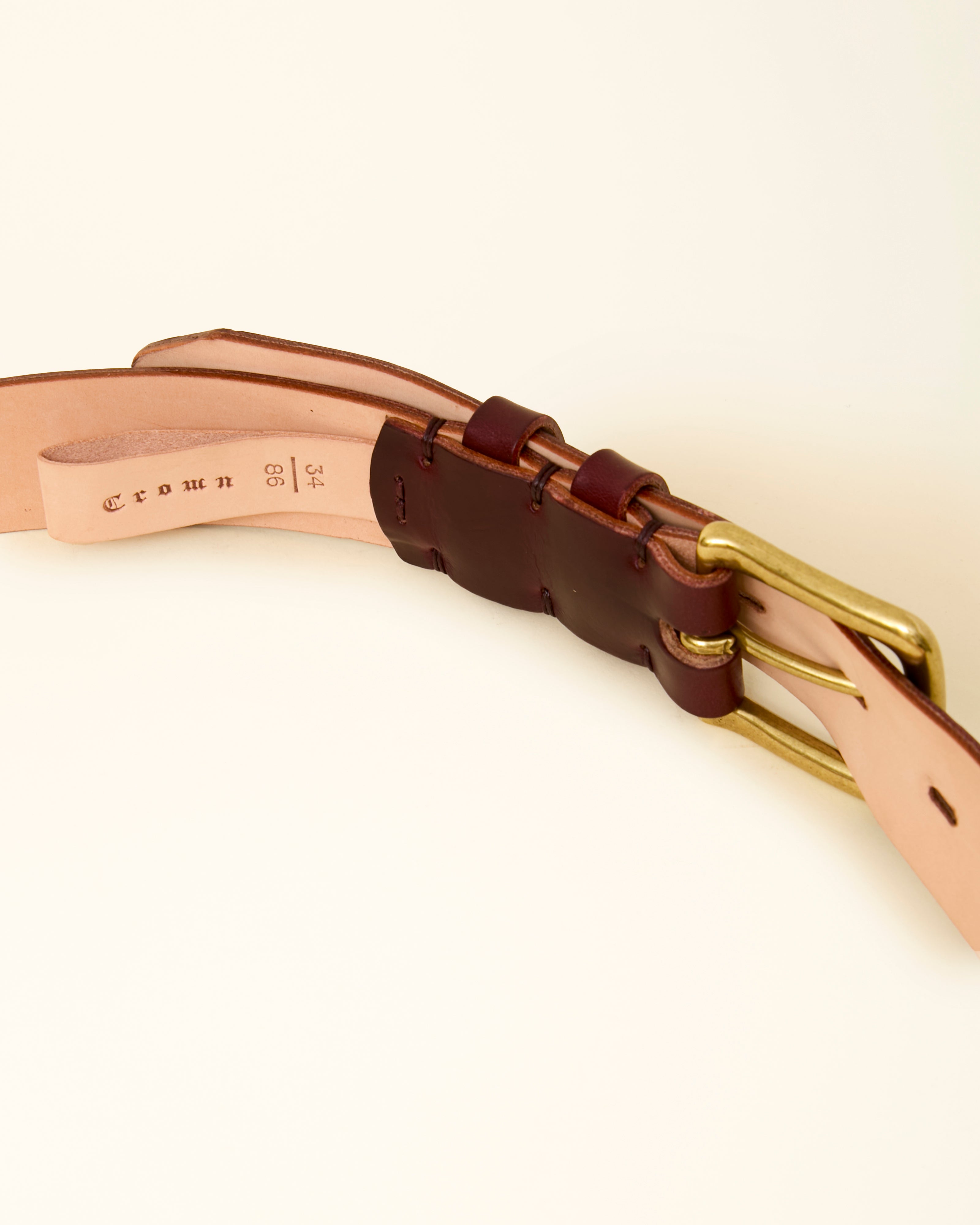 Color 8 Burgundy Chromexcel Leather Belt - Brass - 35mm