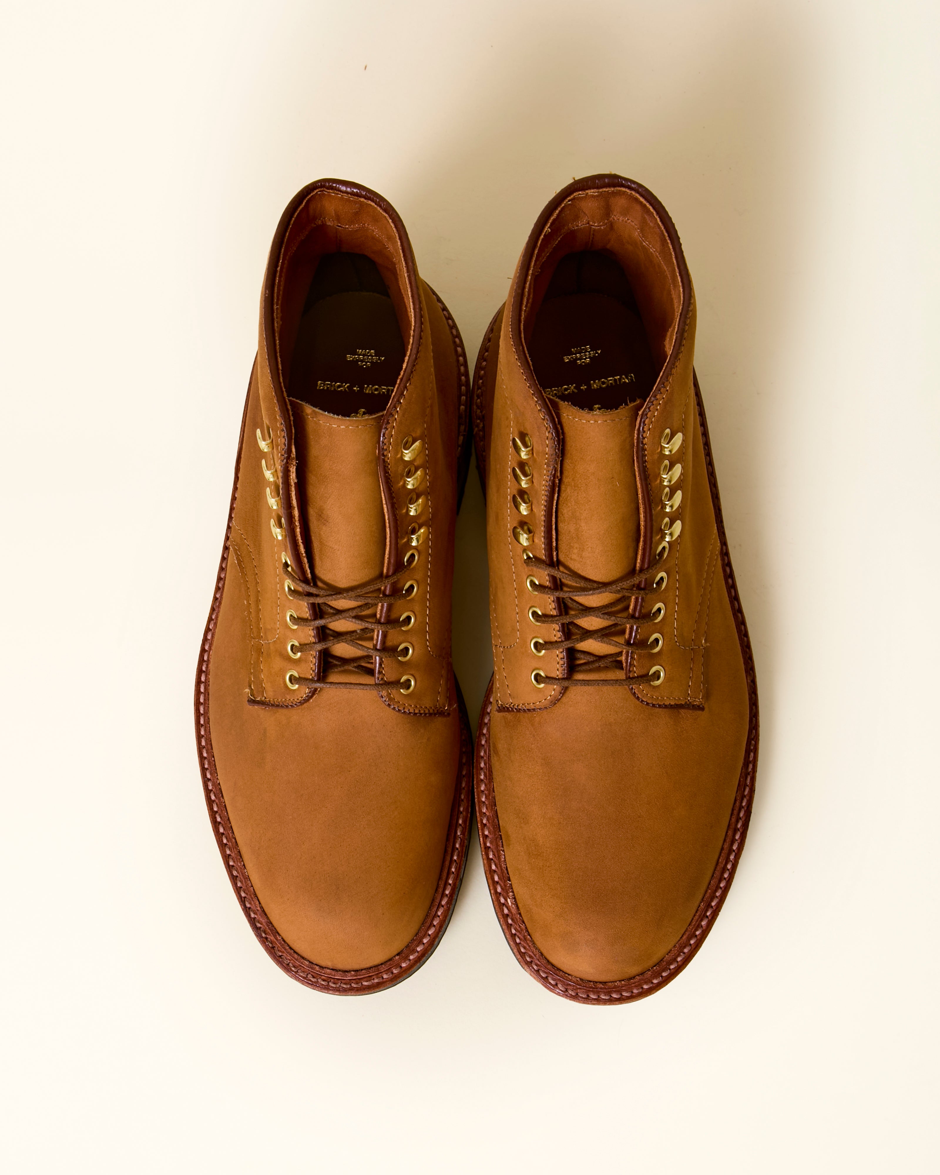 "Yakima" Plain Toe Boot in Tan Smooth Chamois, Trubalance Last
