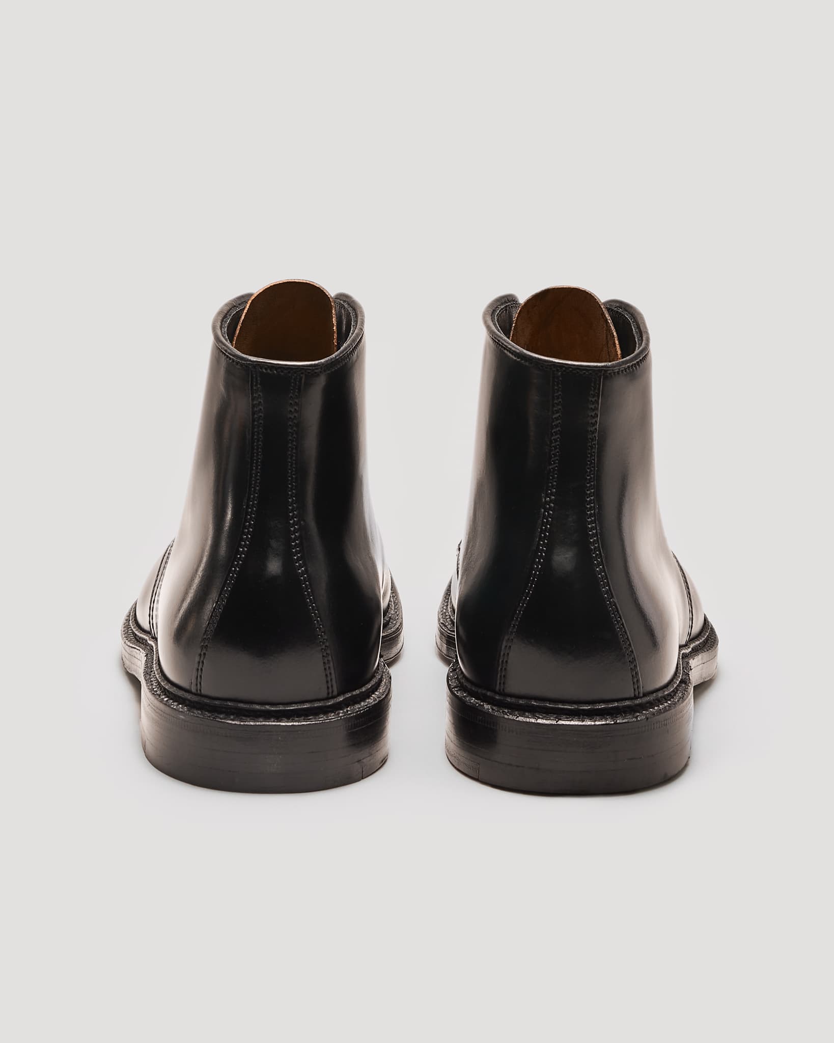 "Downtown" Straight Tip Boot in Black Shell Cordovan, Barrie Last