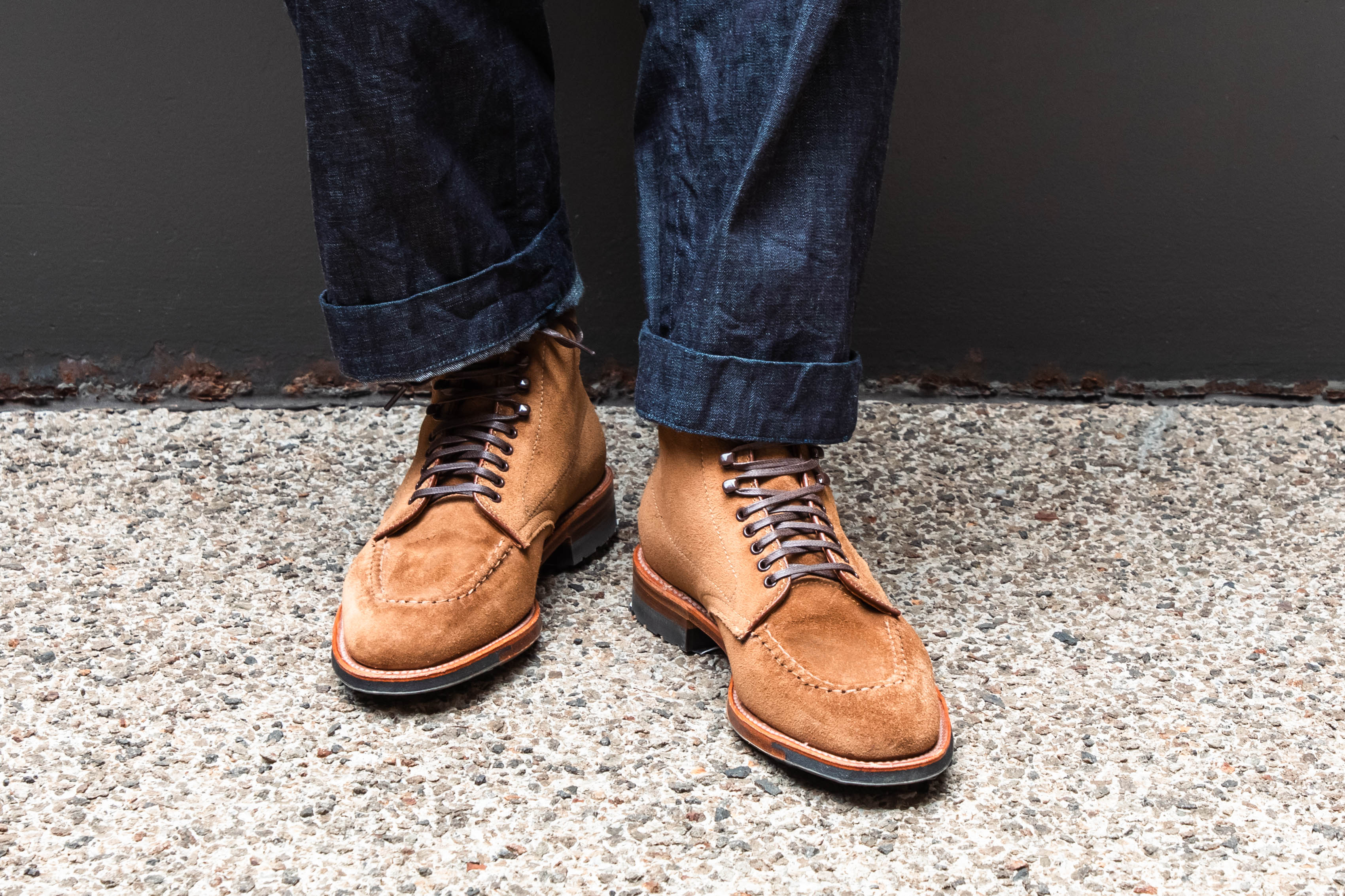 "Denny" Handsewn Indy Boot in Snuff Suede, Plaza Last