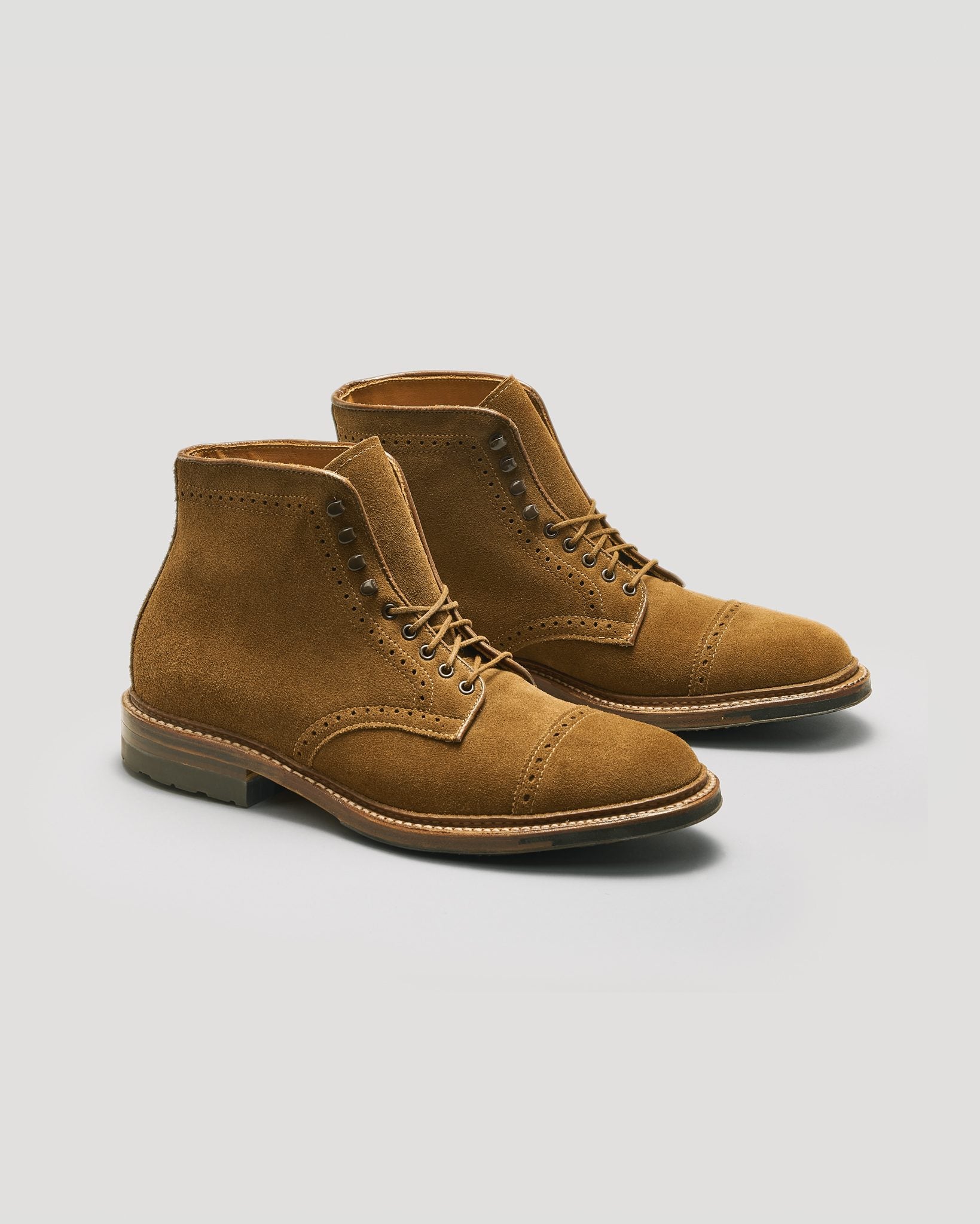 "Davis" Perforated Tip Boot in Snuff Suede, Barrie Last