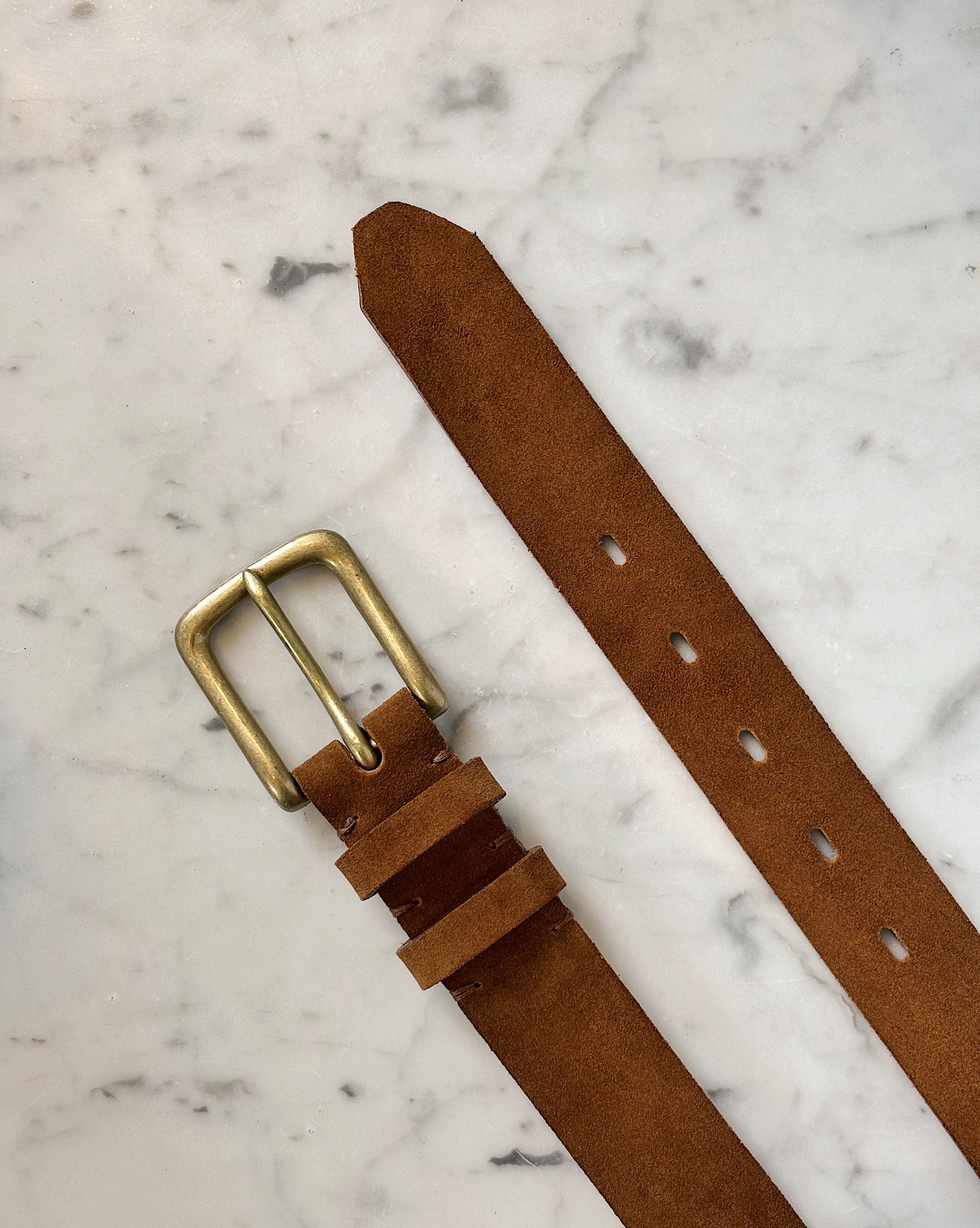 Repello Calf Snuff Suede Leather Belt - Brass - 35mm