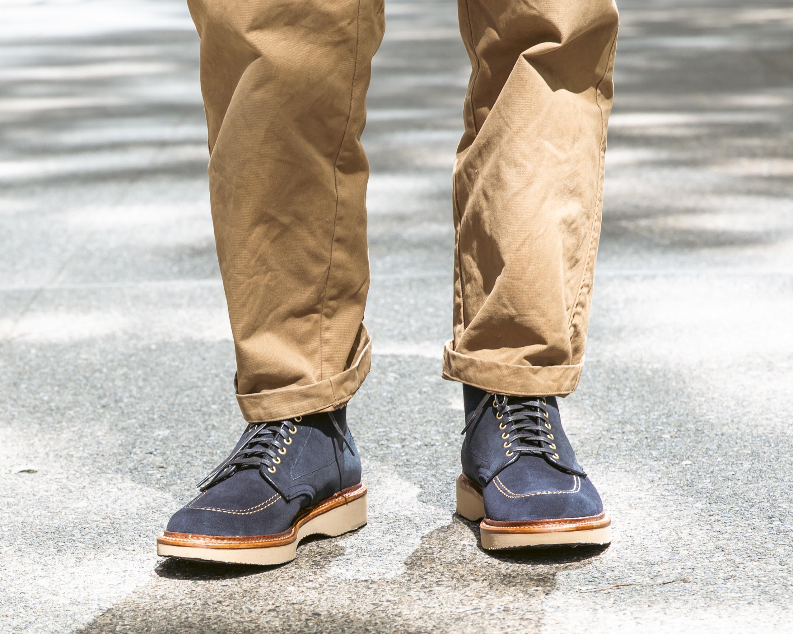 "Belltown" Indy Boot in Navy Suede, Trubalance Last