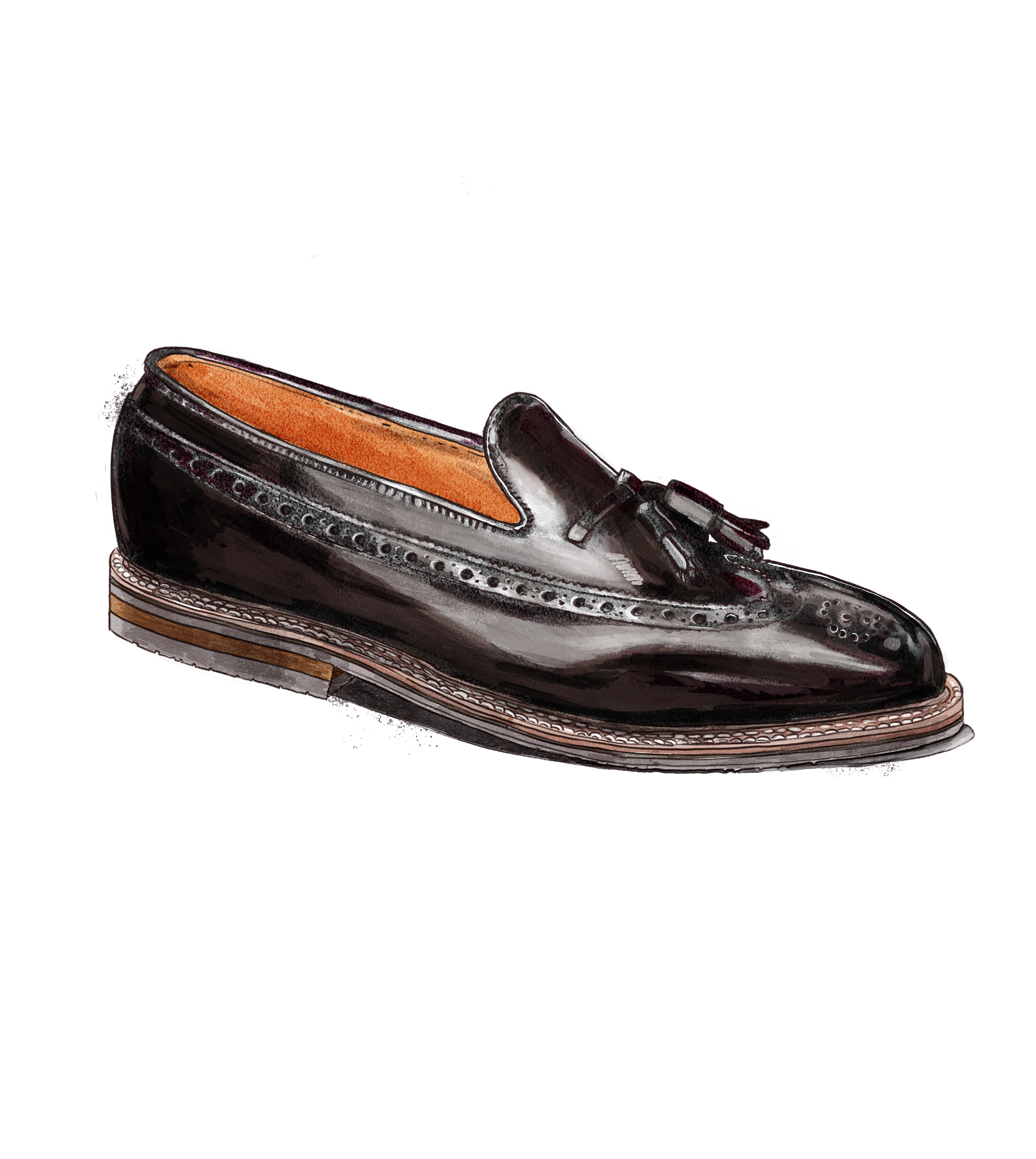 "Speakeasy" Long Wing Tassel Loafer in Color 8 Shell Cordovan, Aberdeen Last