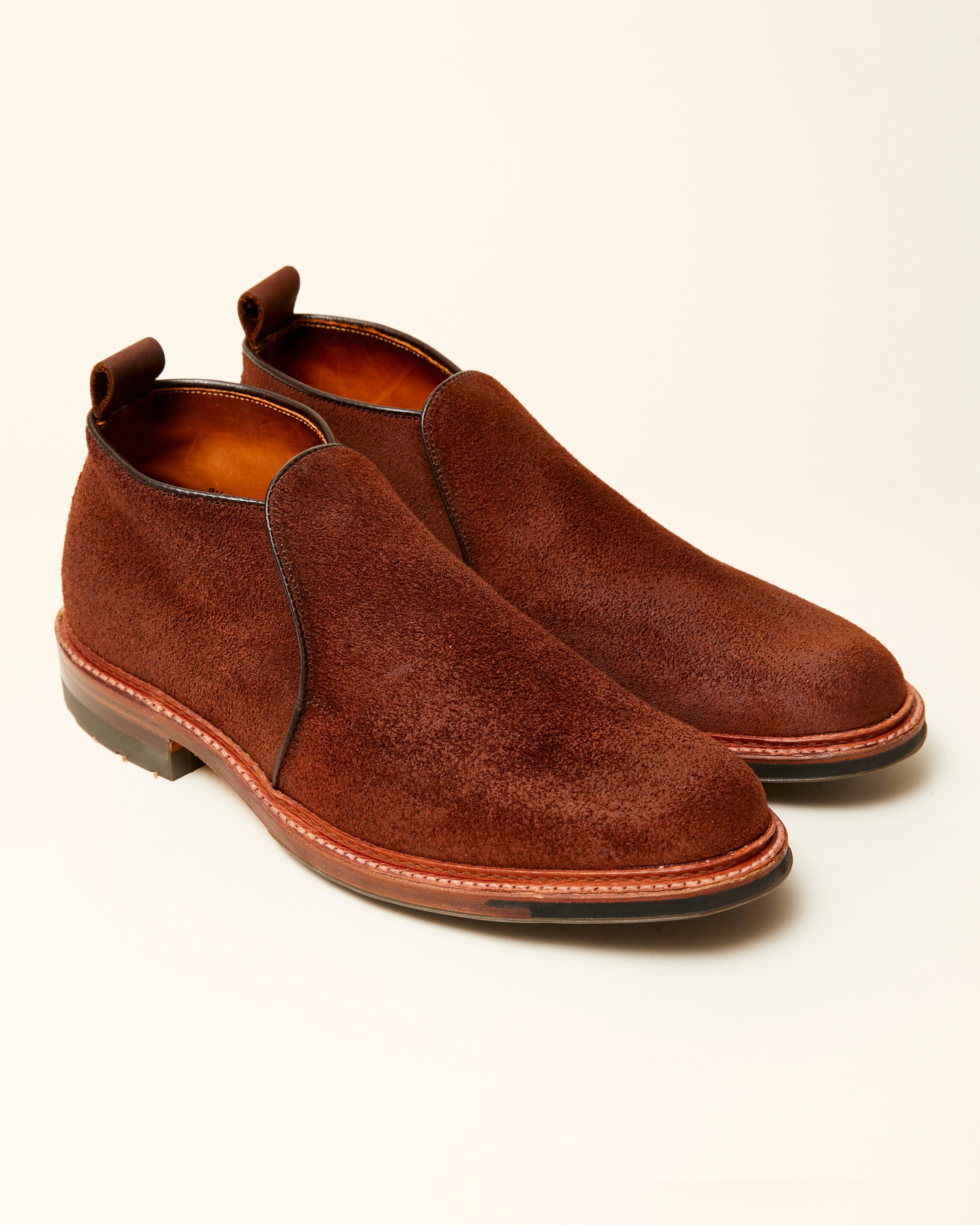 "Friday Harbor" Slip-On Chukka Boot in Tobacco Reverse Chamois, Barrie Last