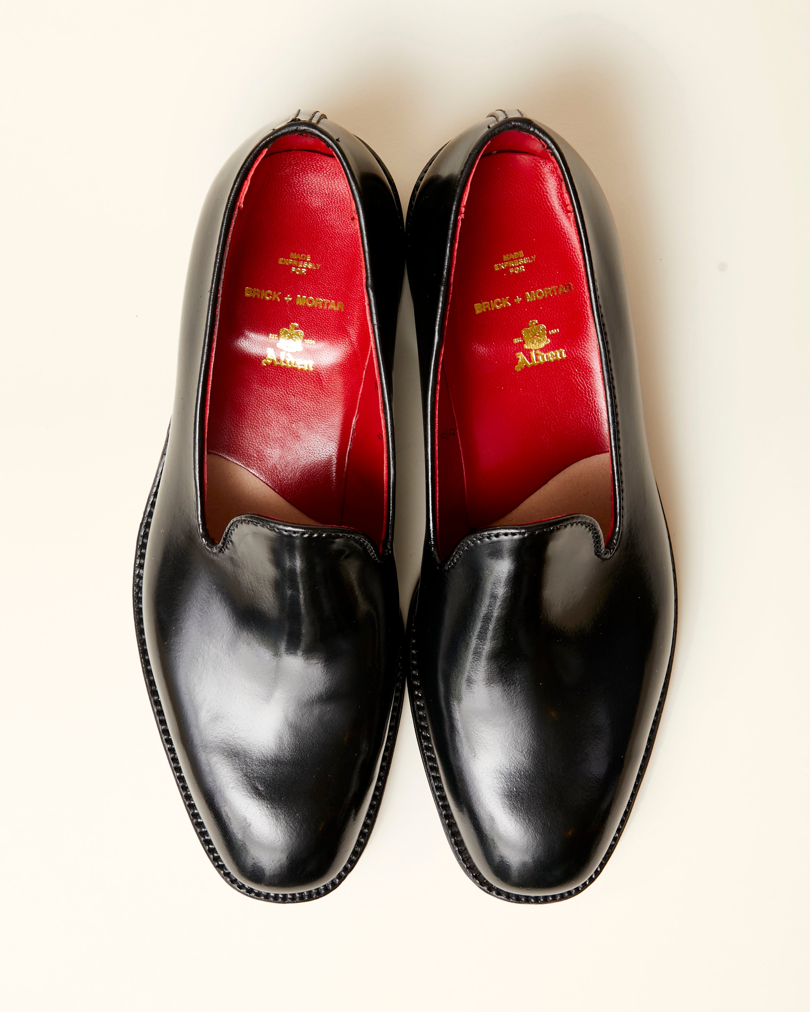 Plain Toe Slip On Loafer in Black Shell Cordovan, Plaza Last