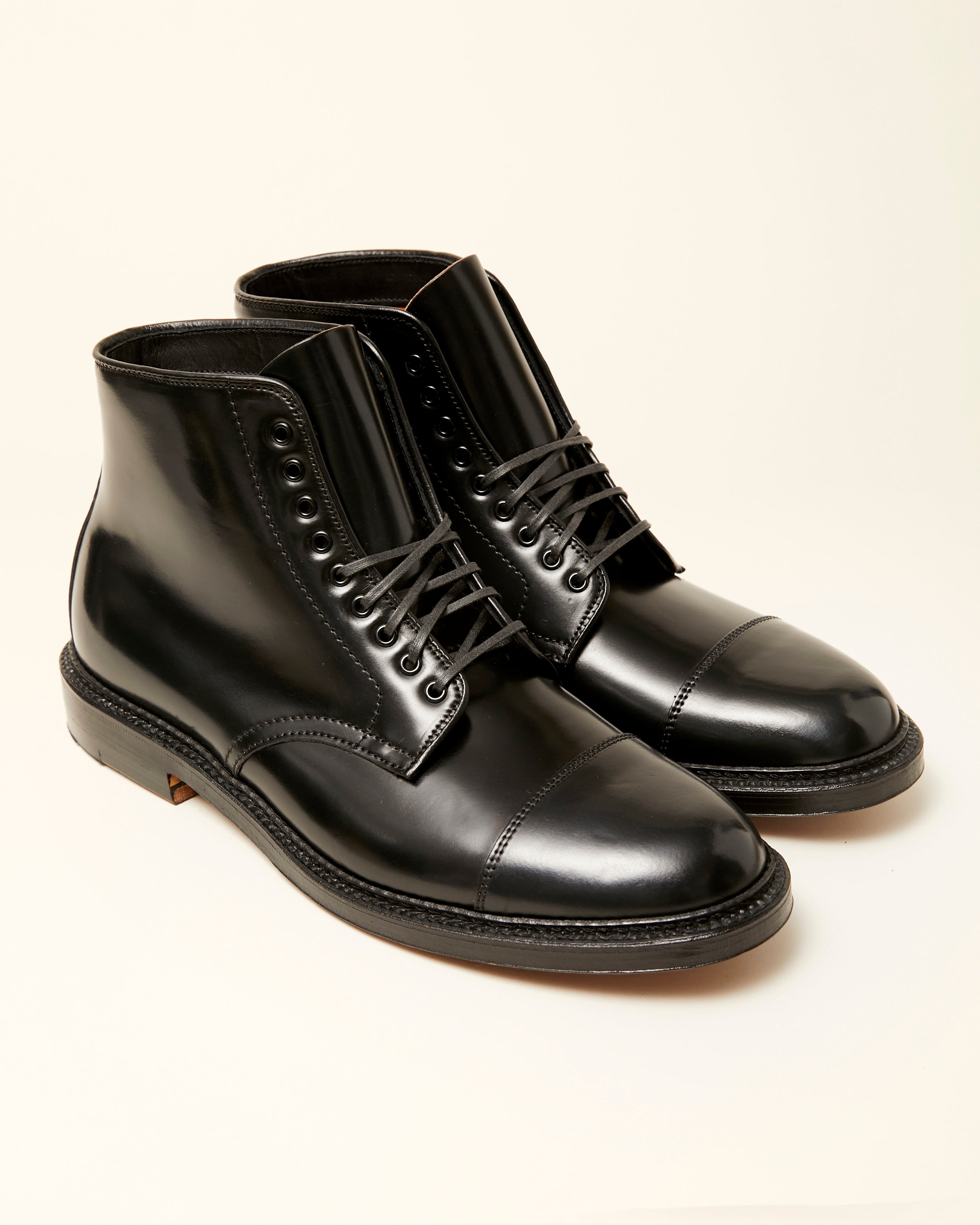 "Downtown" Straight Tip Boot in Black Shell Cordovan, Barrie Last
