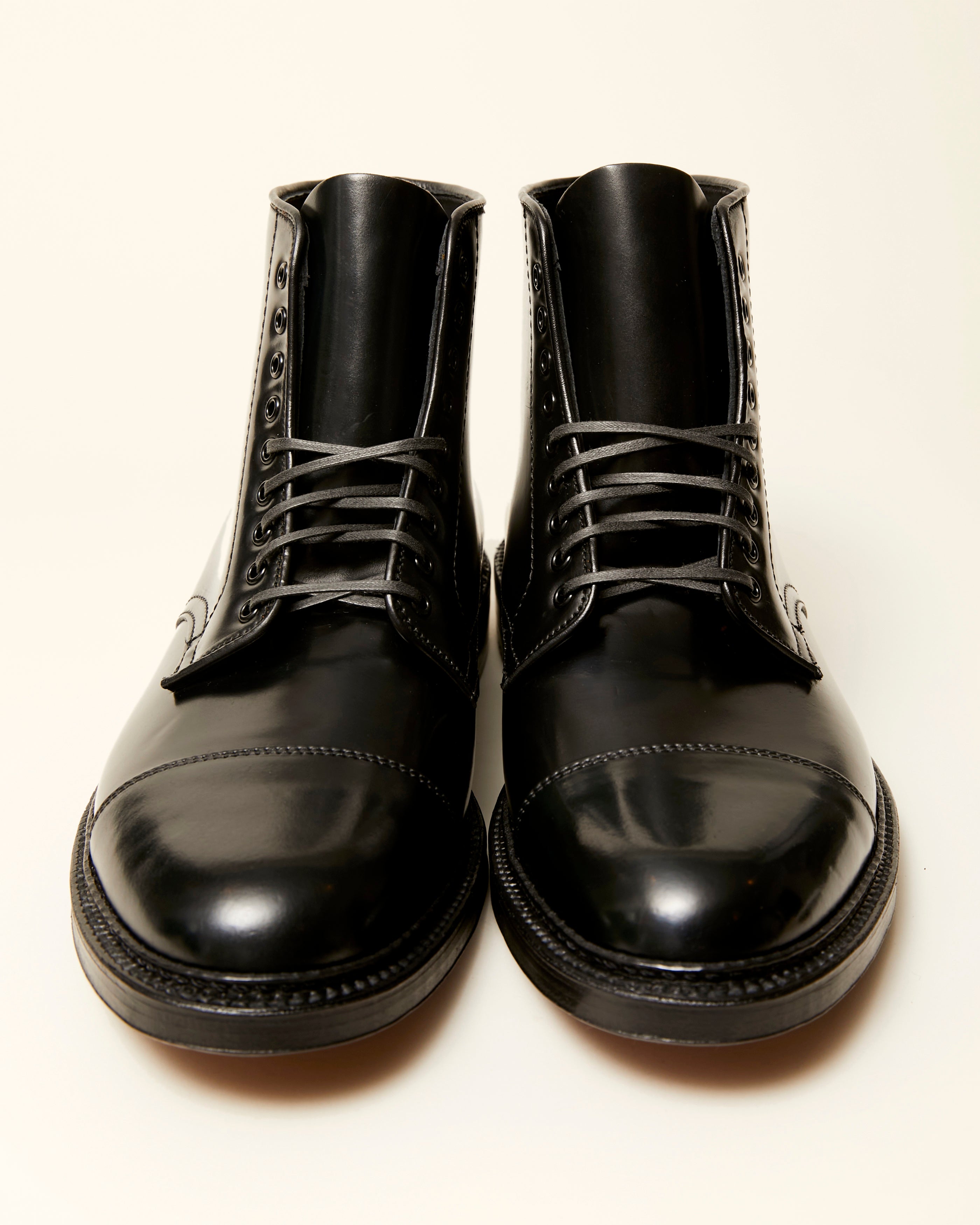 "Downtown" Straight Tip Boot in Black Shell Cordovan, Barrie Last