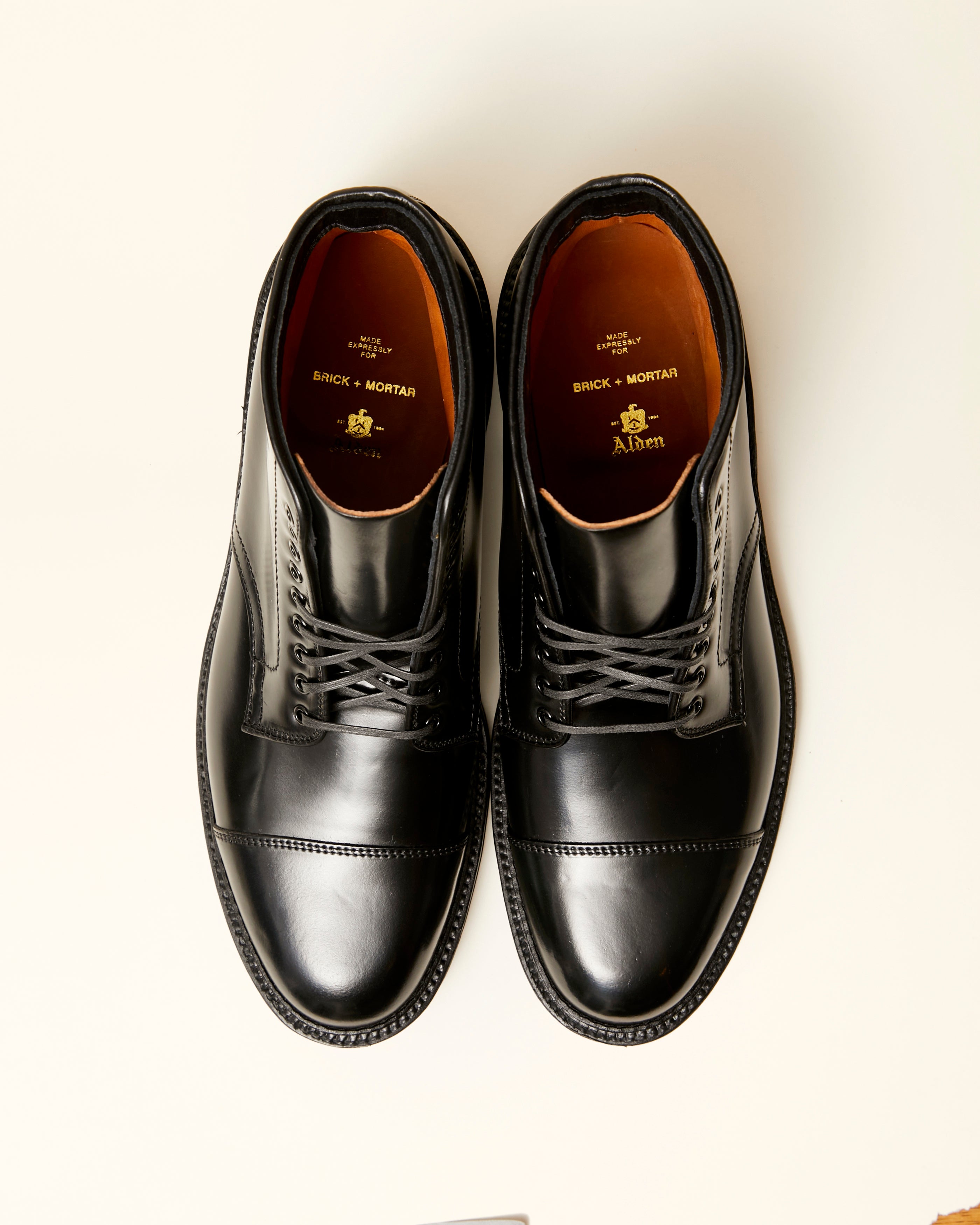 "Downtown" Straight Tip Boot in Black Shell Cordovan, Barrie Last