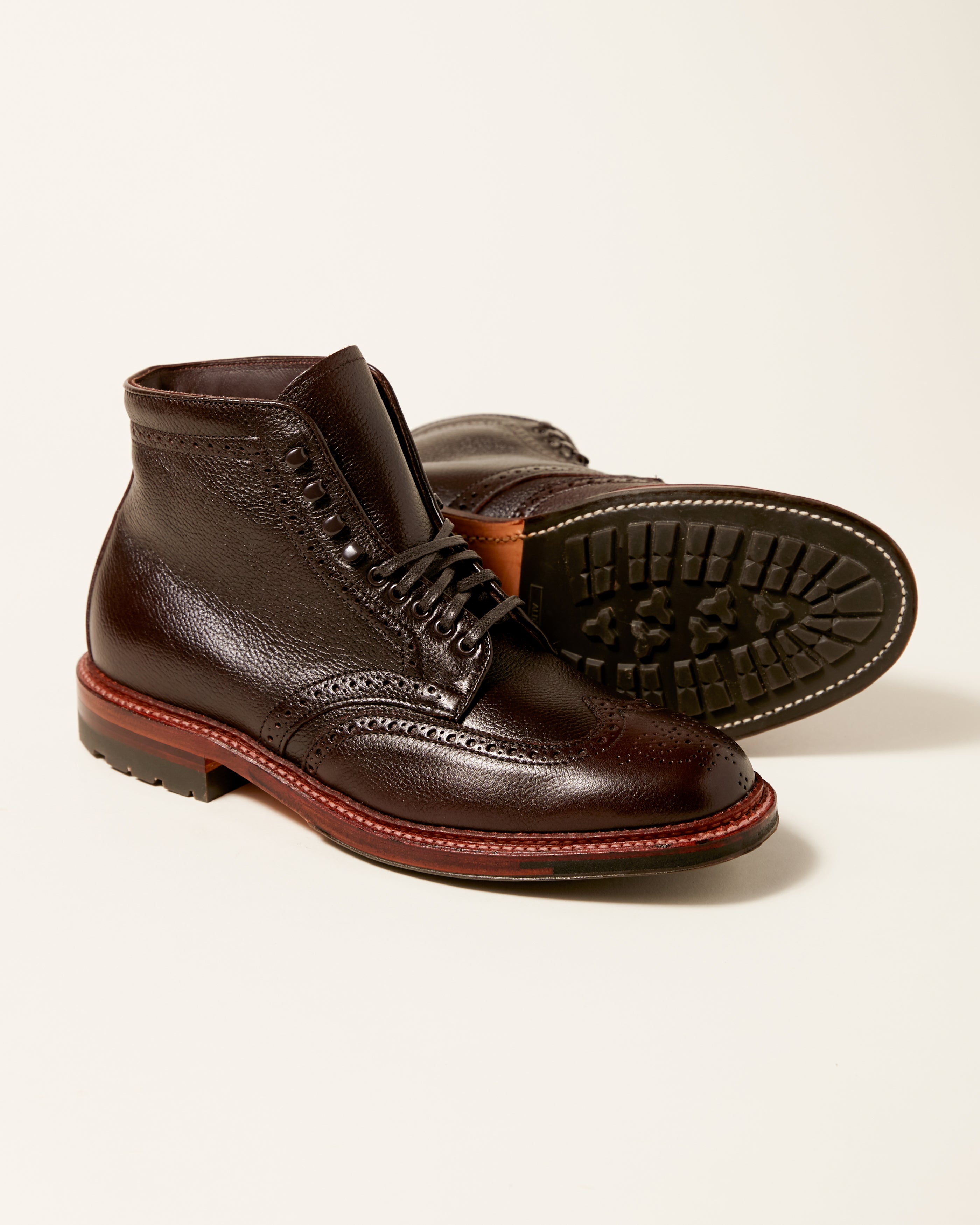 "Seneca" Wing Tip Boot in Dark Brown Regina Grain, Barrie Last