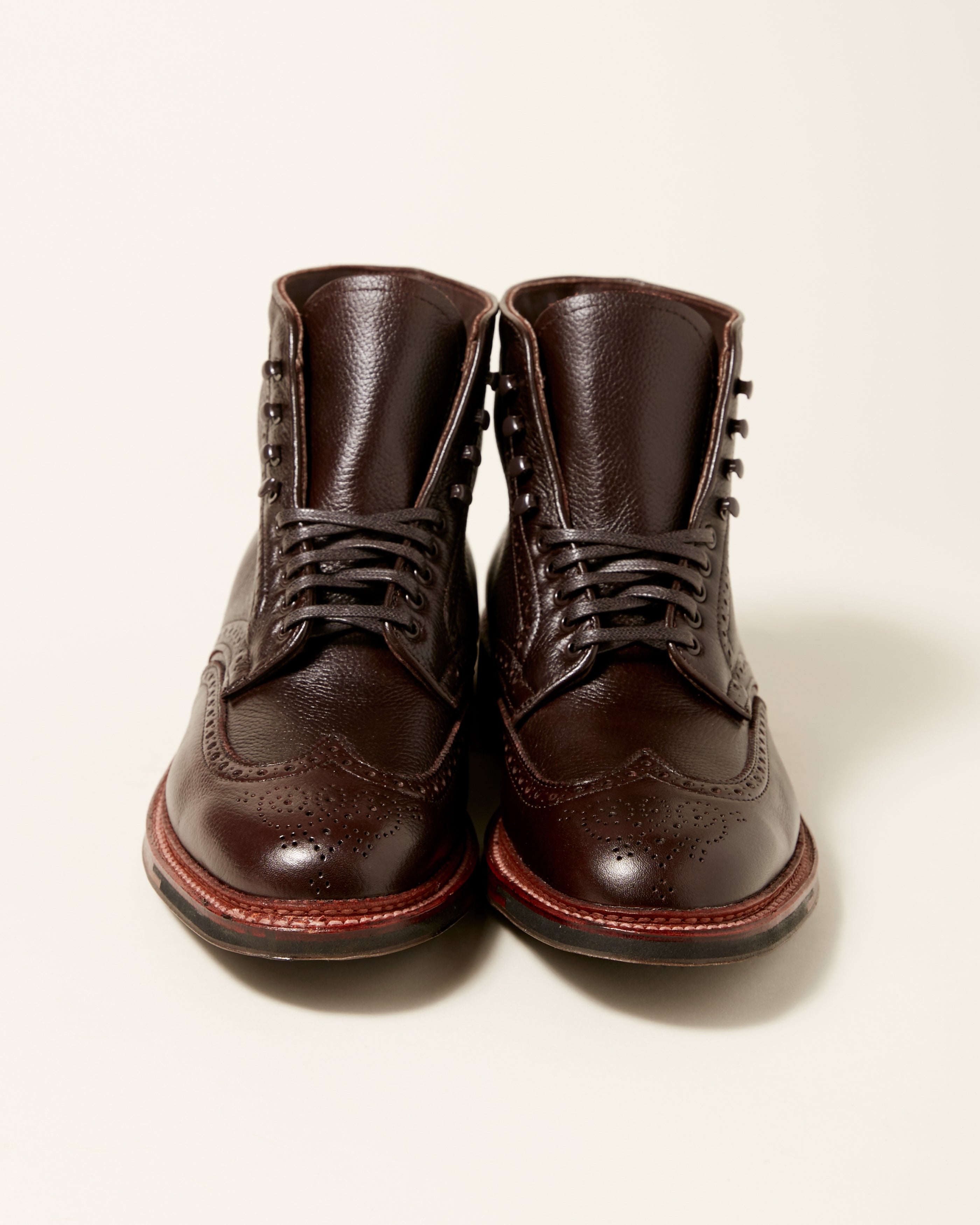 "Seneca" Wing Tip Boot in Dark Brown Regina Grain, Barrie Last