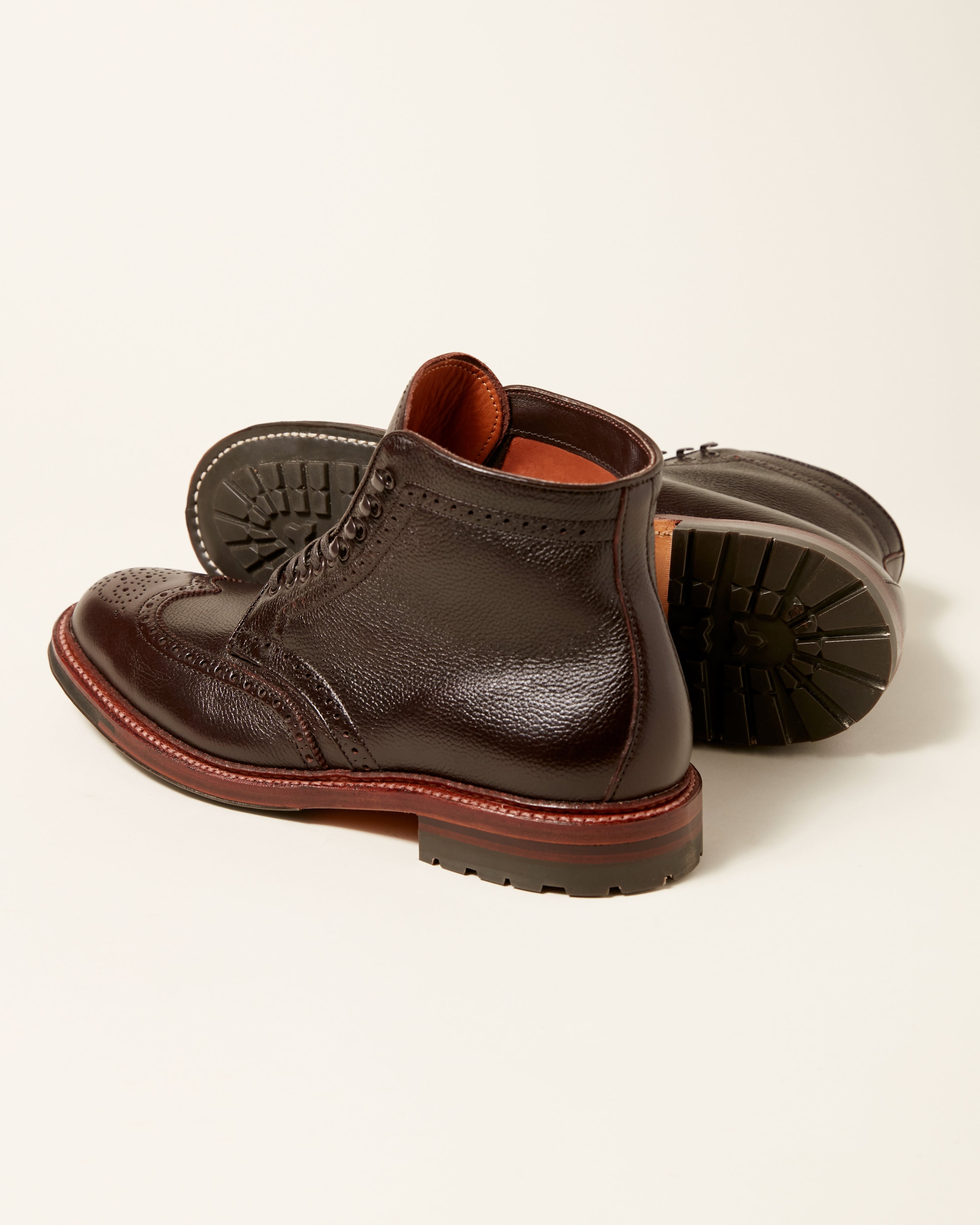 "Seneca" Wing Tip Boot in Dark Brown Regina Grain, Barrie Last
