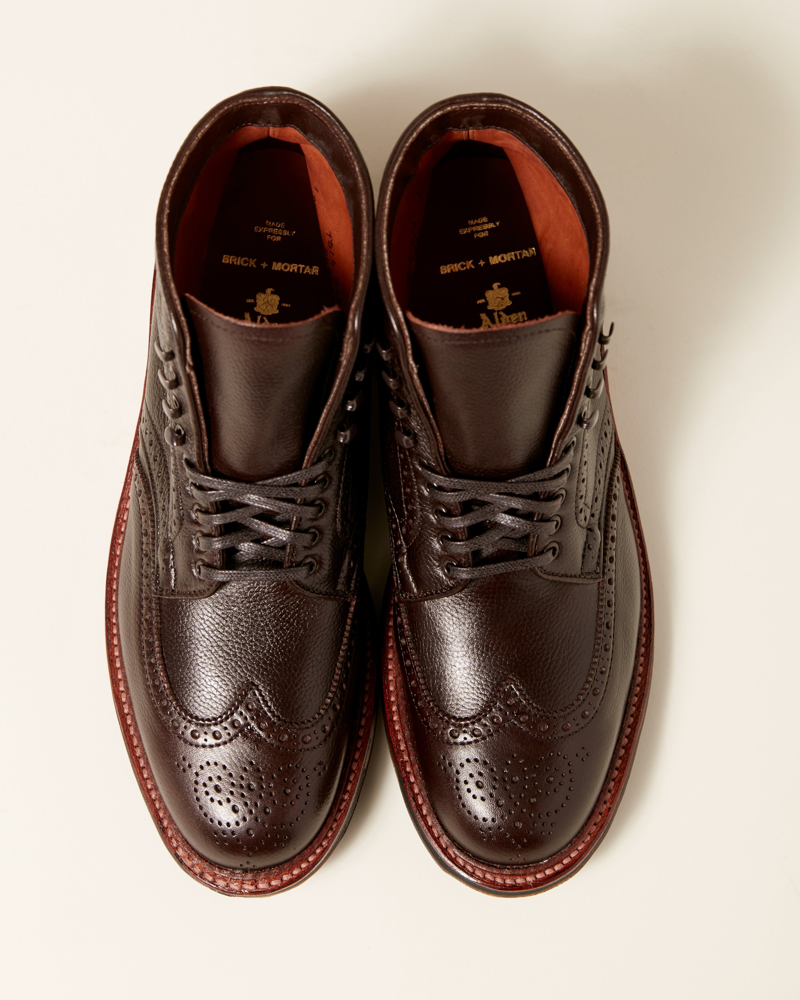 "Seneca" Wing Tip Boot in Dark Brown Regina Grain, Barrie Last