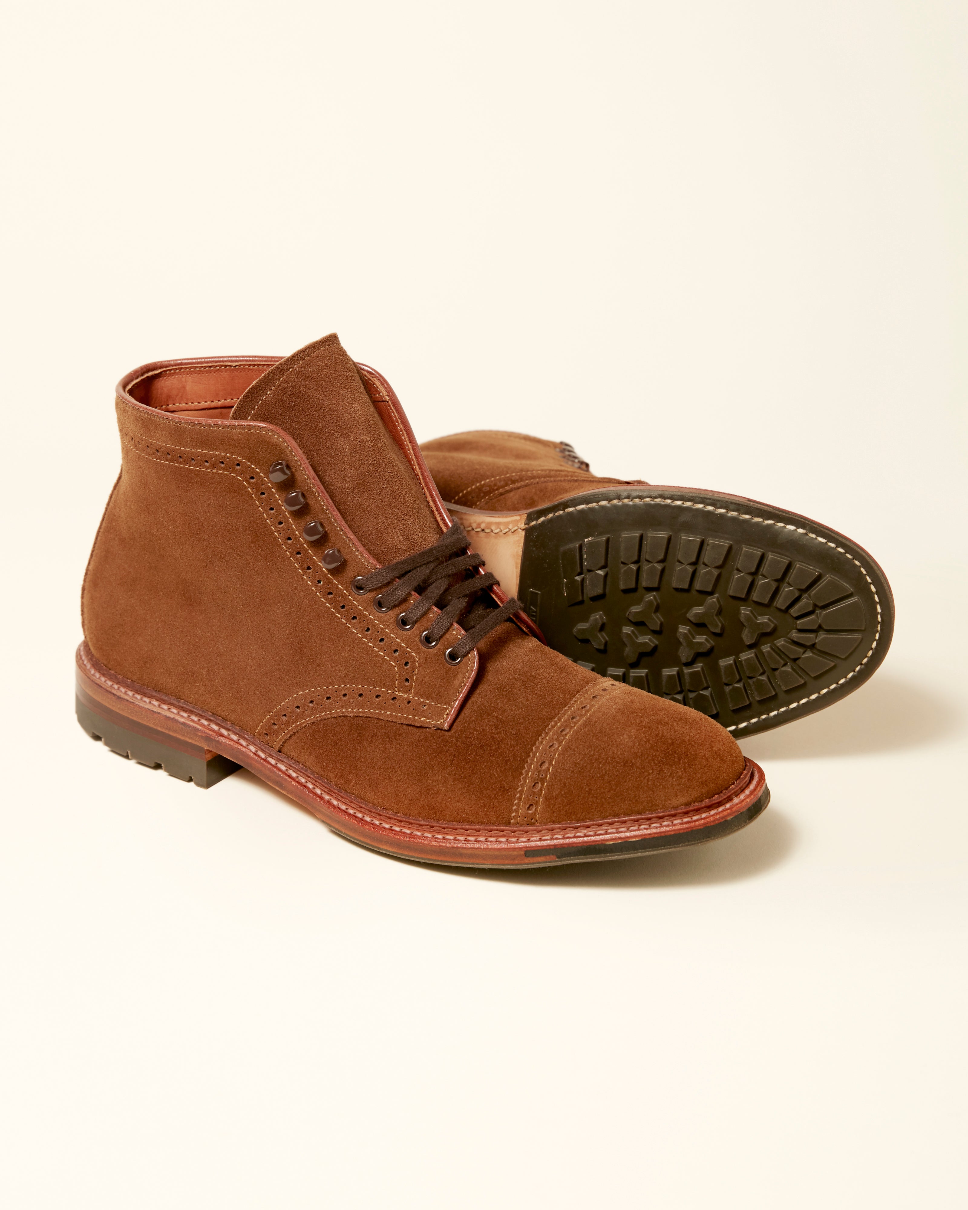 "Davis" Perforated Tip Boot in Snuff Suede, Barrie Last