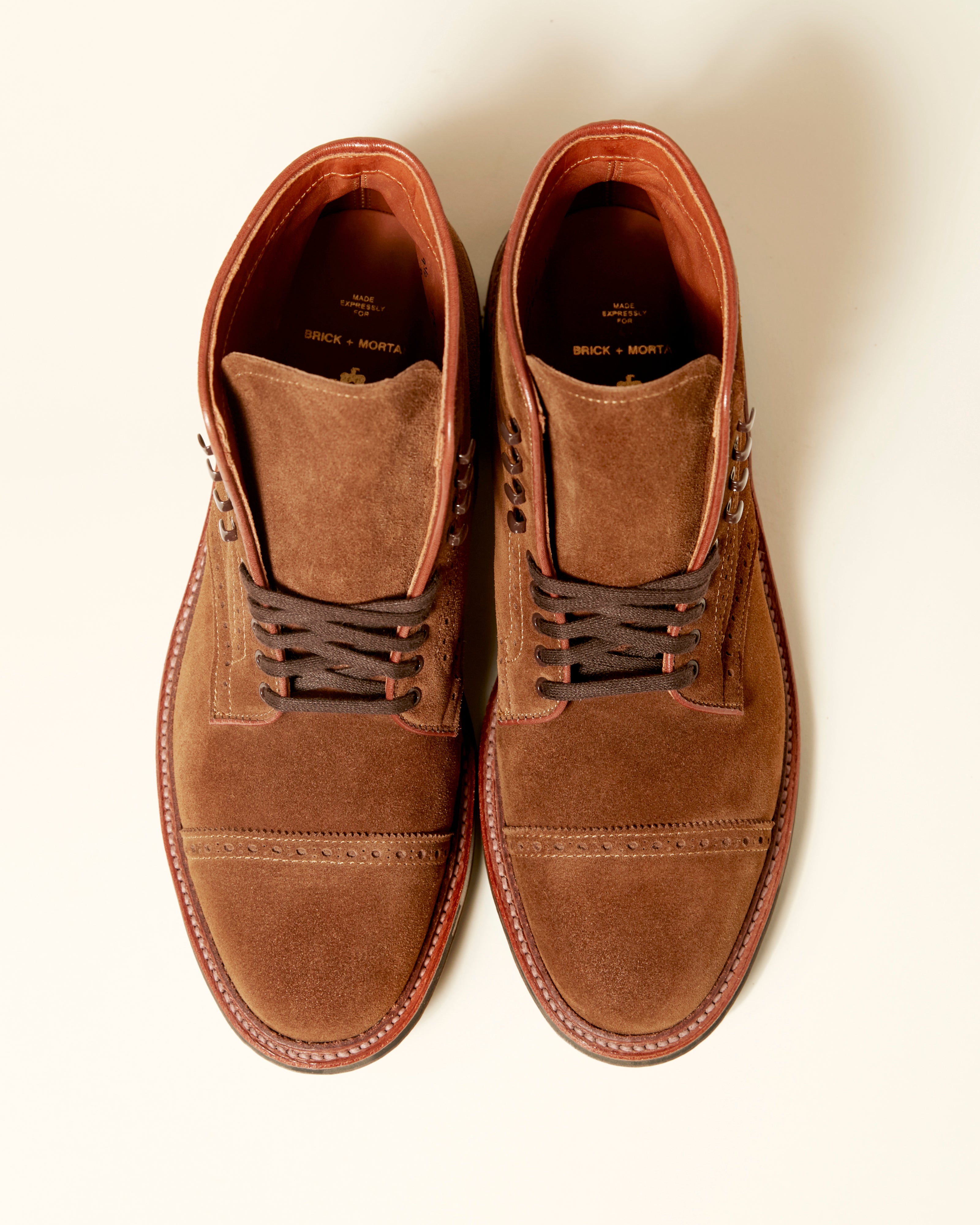"Davis" Perforated Tip Boot in Snuff Suede, Barrie Last