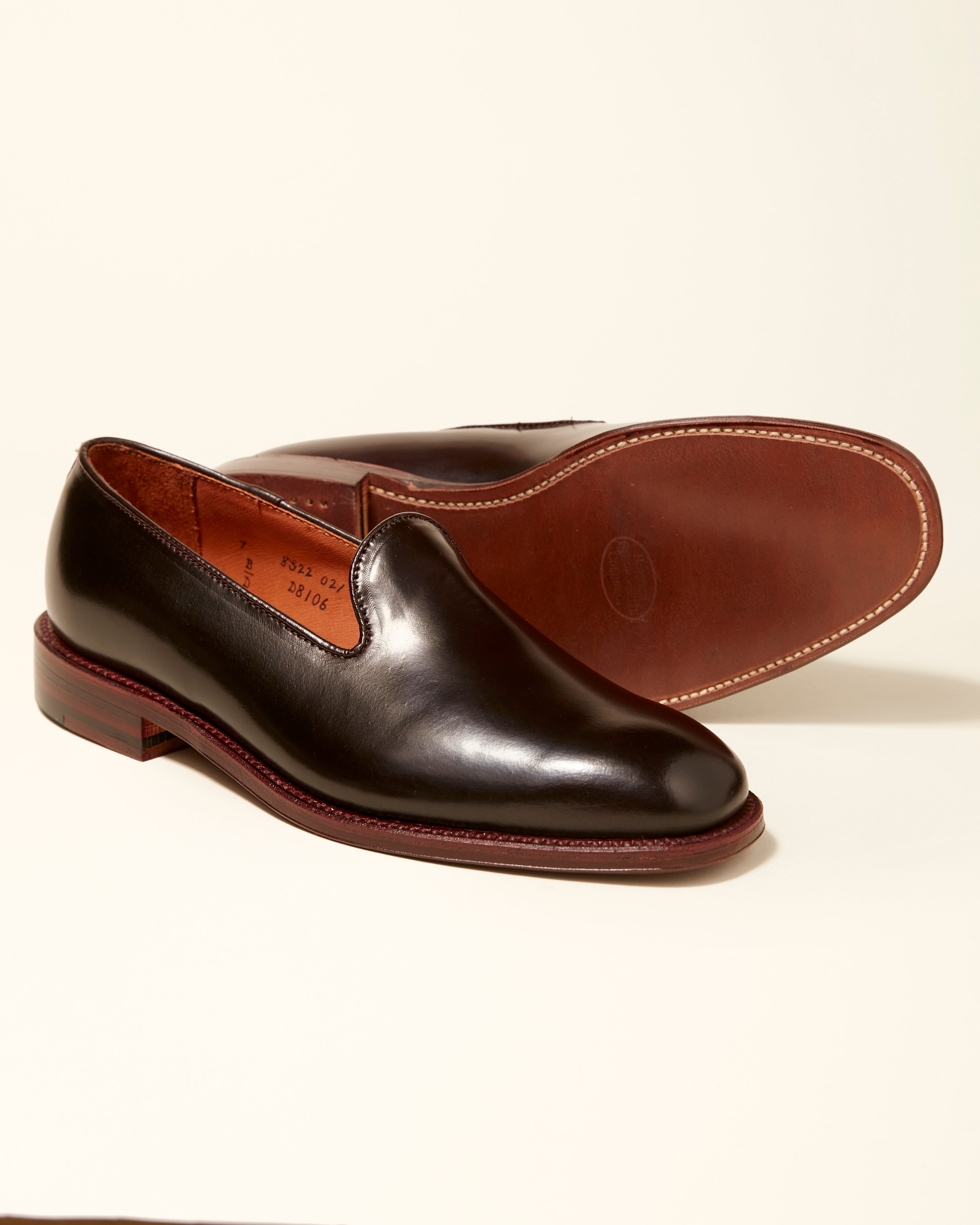 Plain Toe Slip On Loafer in Color 8 Shell Cordovan, Plaza Last