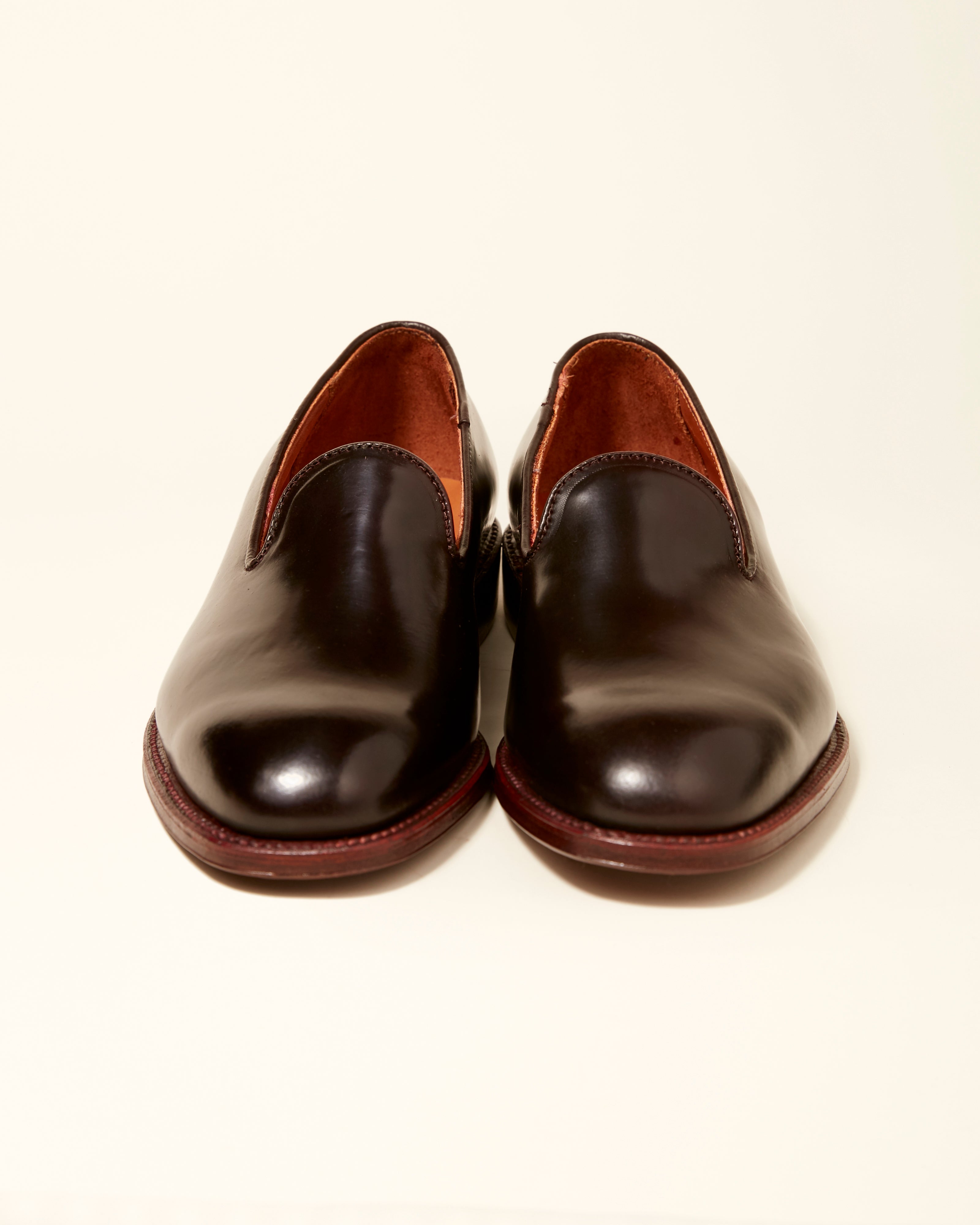 Plain Toe Slip On Loafer in Color 8 Shell Cordovan, Plaza Last