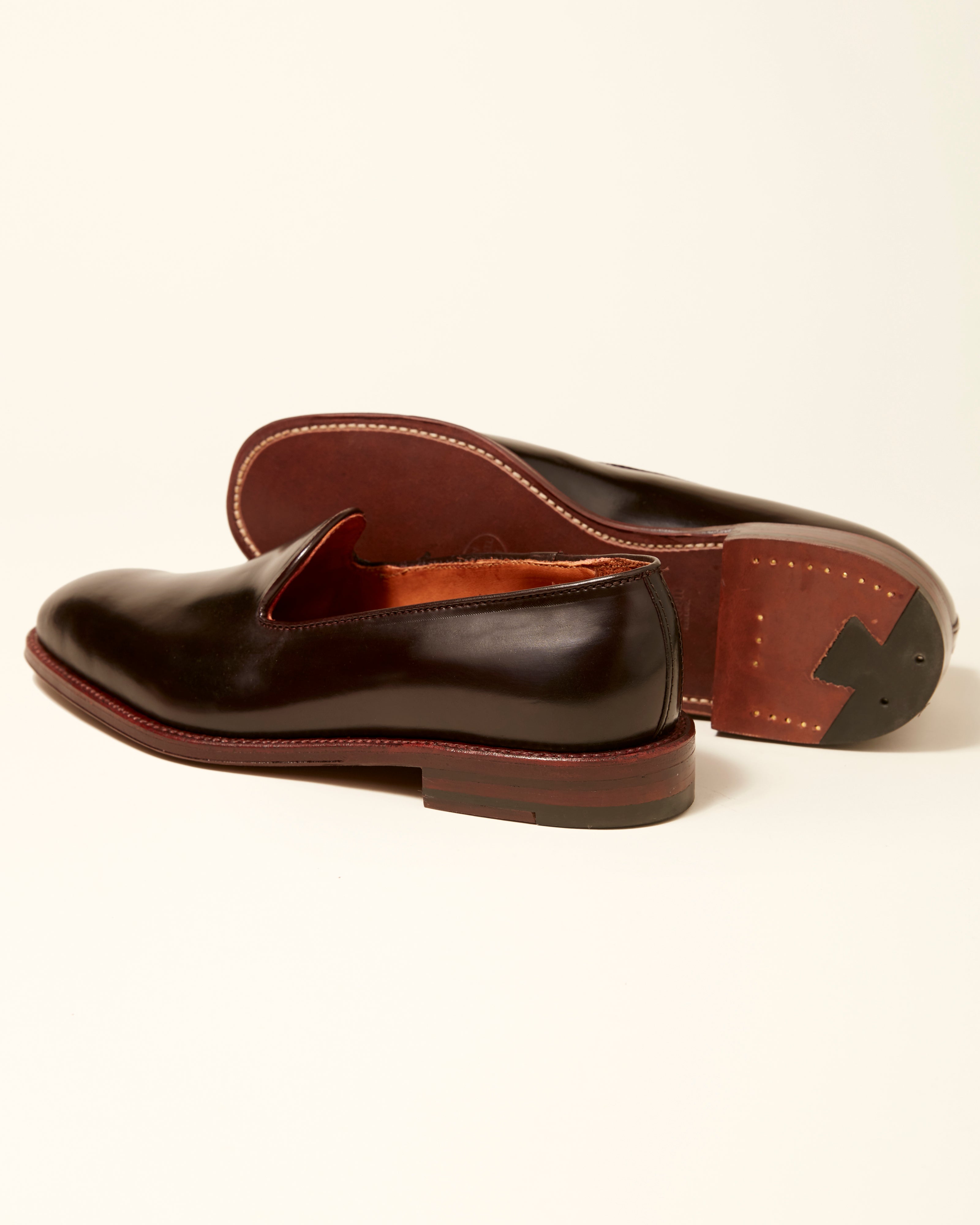 Plain Toe Slip On Loafer in Color 8 Shell Cordovan, Plaza Last