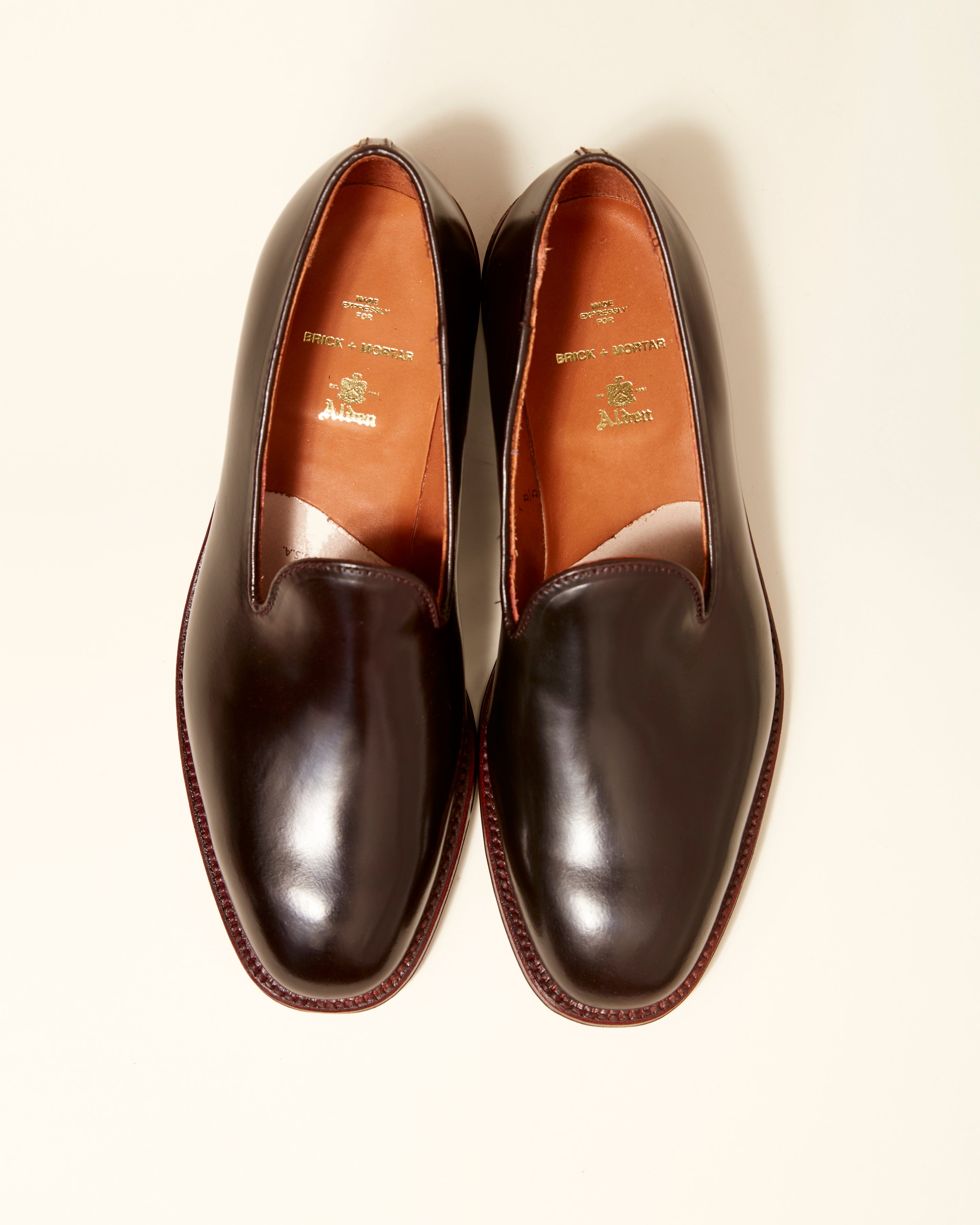 Plain Toe Slip On Loafer in Color 8 Shell Cordovan, Plaza Last