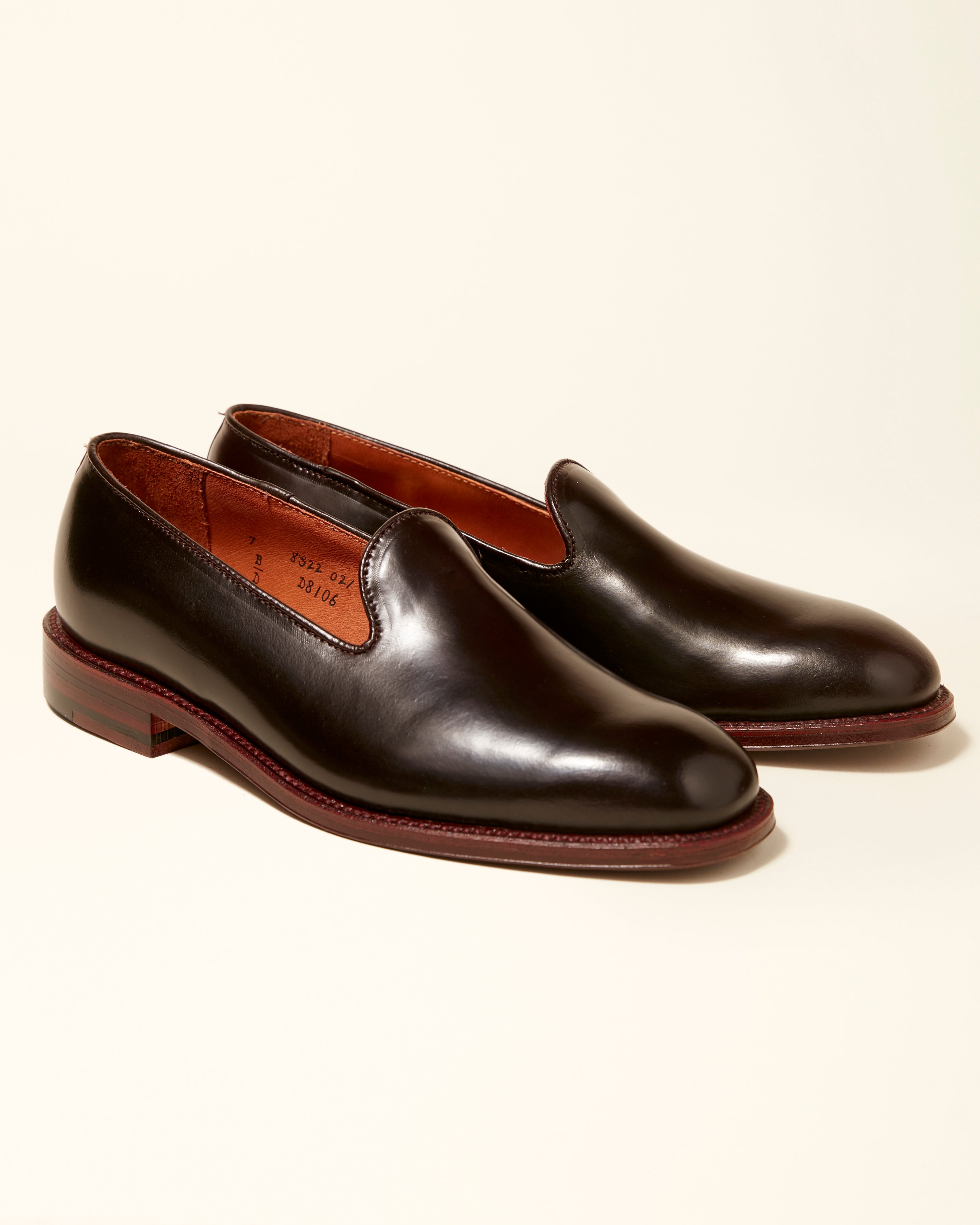 Plain Toe Slip On Loafer in Color 8 Shell Cordovan, Plaza Last