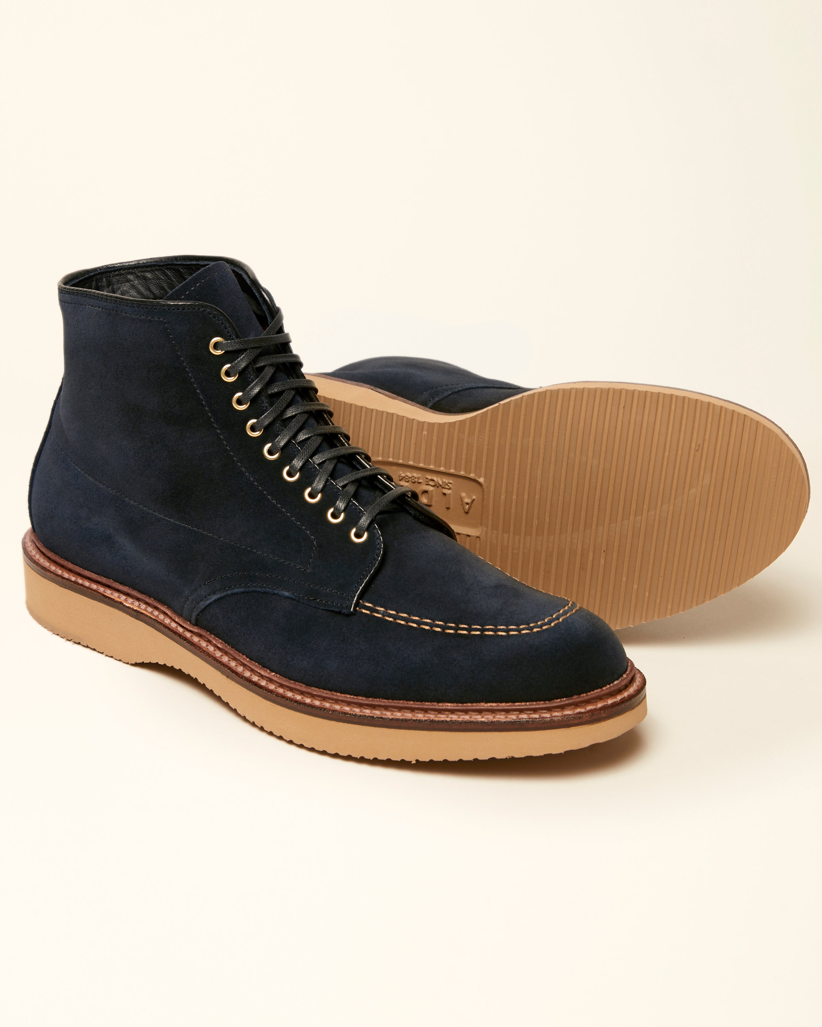"Belltown" Indy Boot in Navy Suede, Trubalance Last
