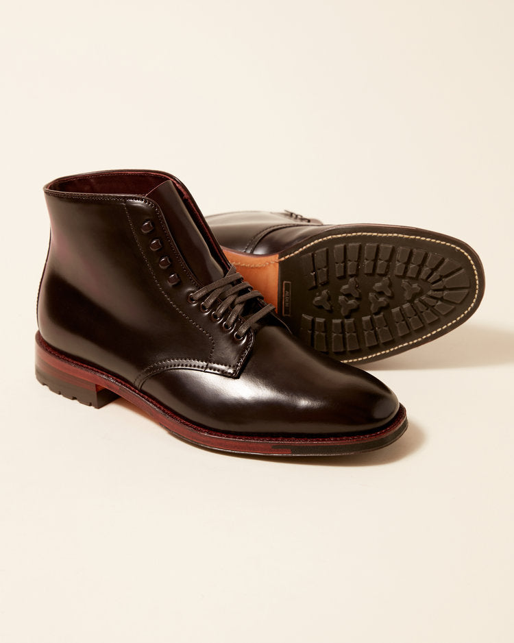 "Columbia City" Plain Toe Boot in Color 8 Shell Cordovan, Plaza Last